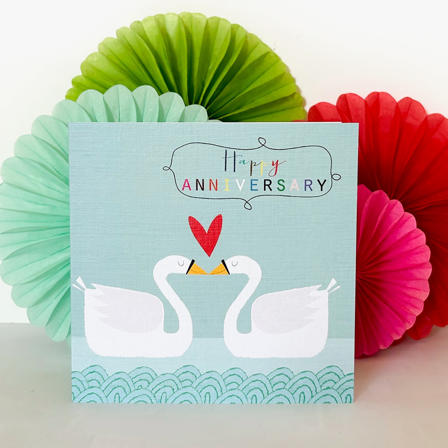 AA04 swans anniversary greetings card