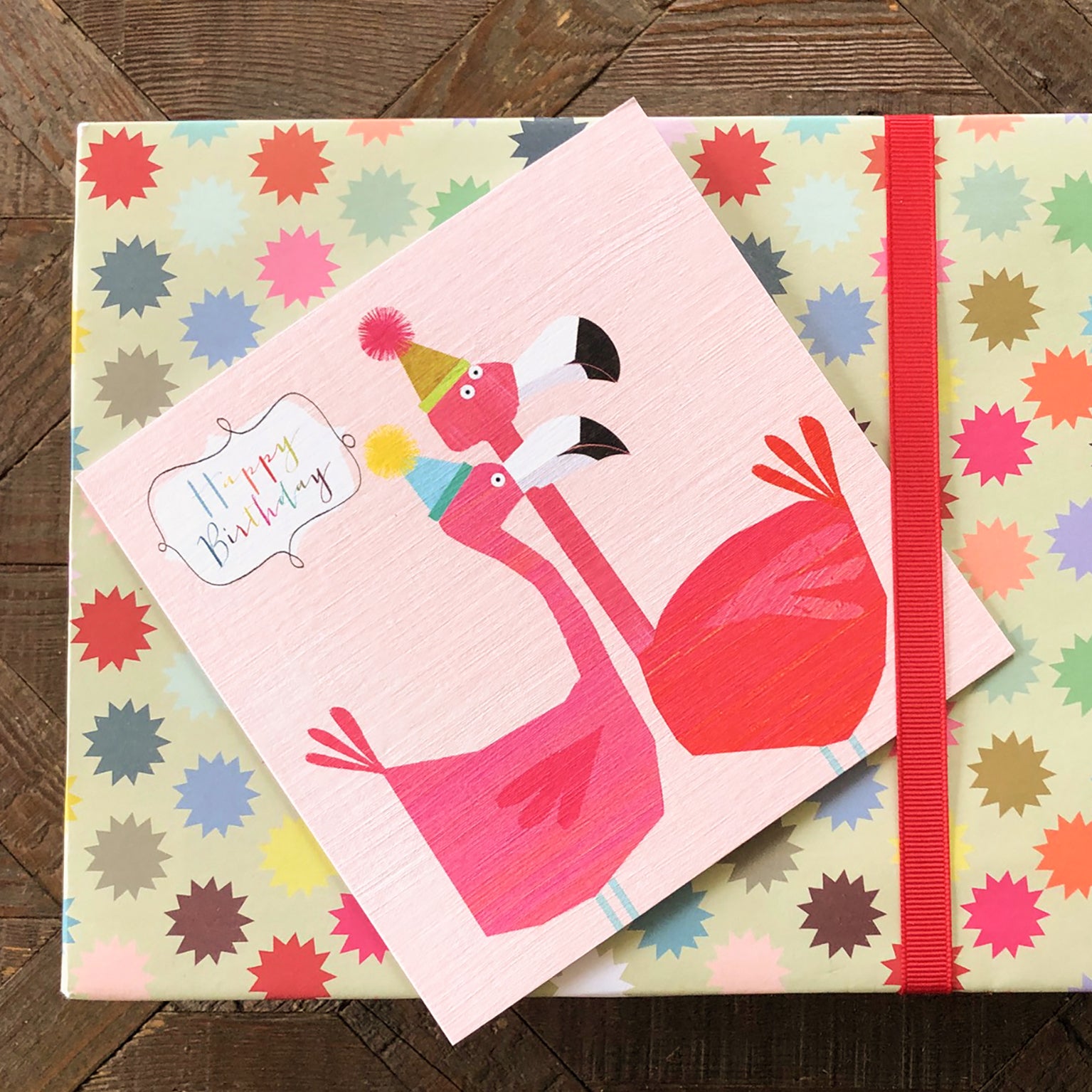 AA13 flamingos happy birthday card