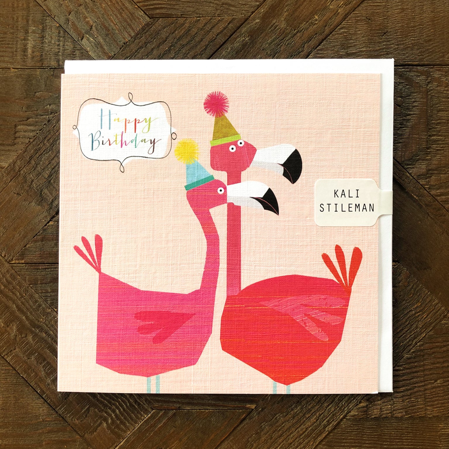 AA13 flamingos happy birthday card