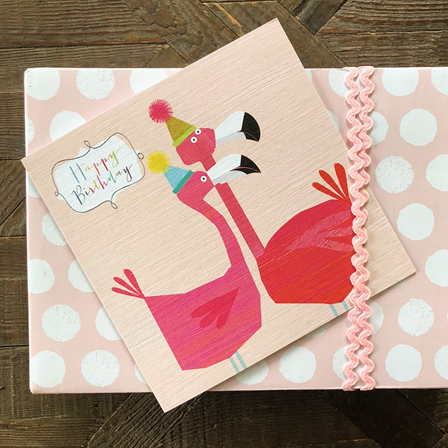 AA13 flamingos happy birthday card