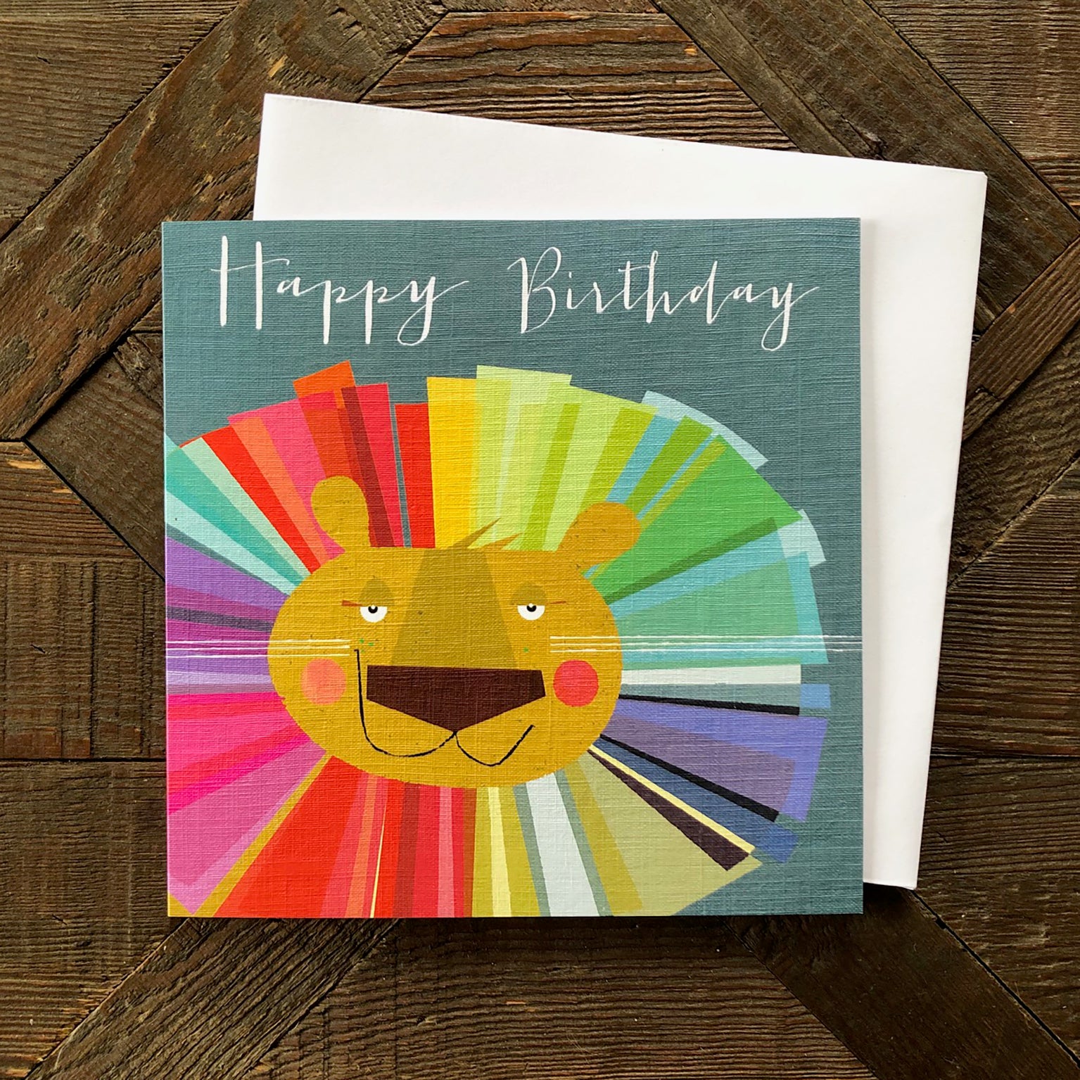 AA14 rainbow lion birthday card