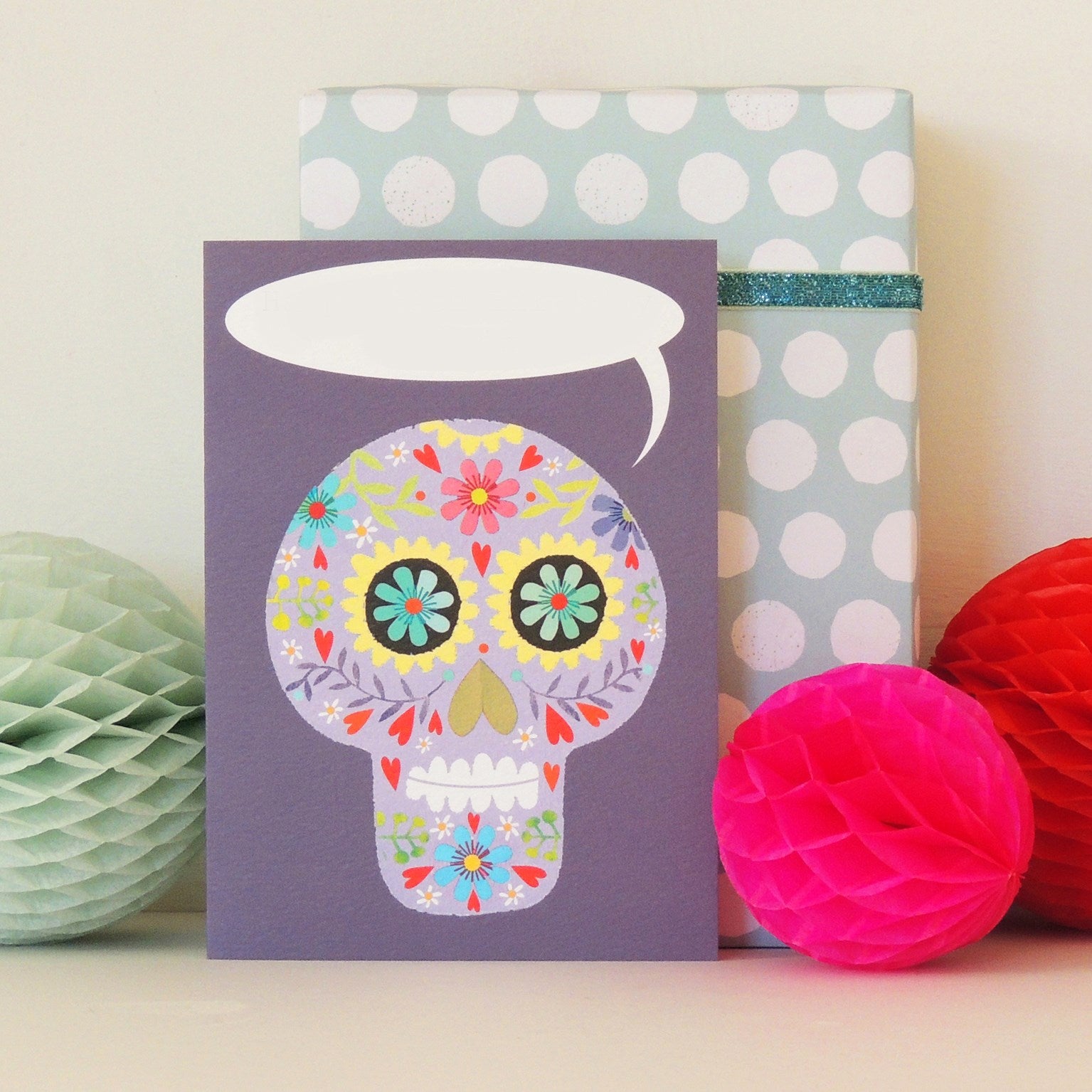 ABB03 personalised flowery skull card