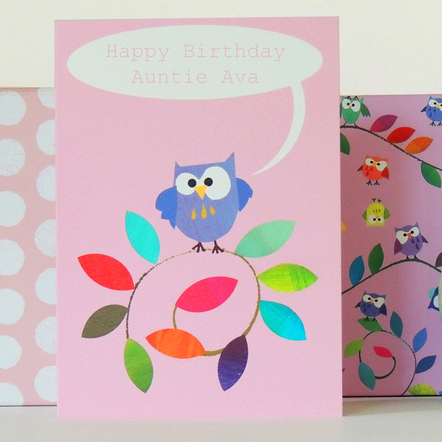 personalised owl branch card