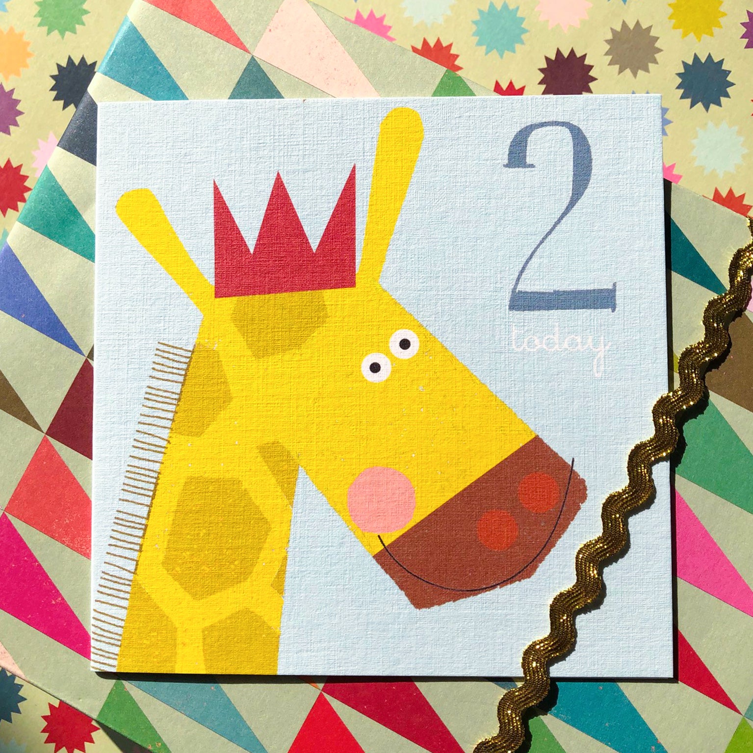 AC02 giraffe 2nd birthday card