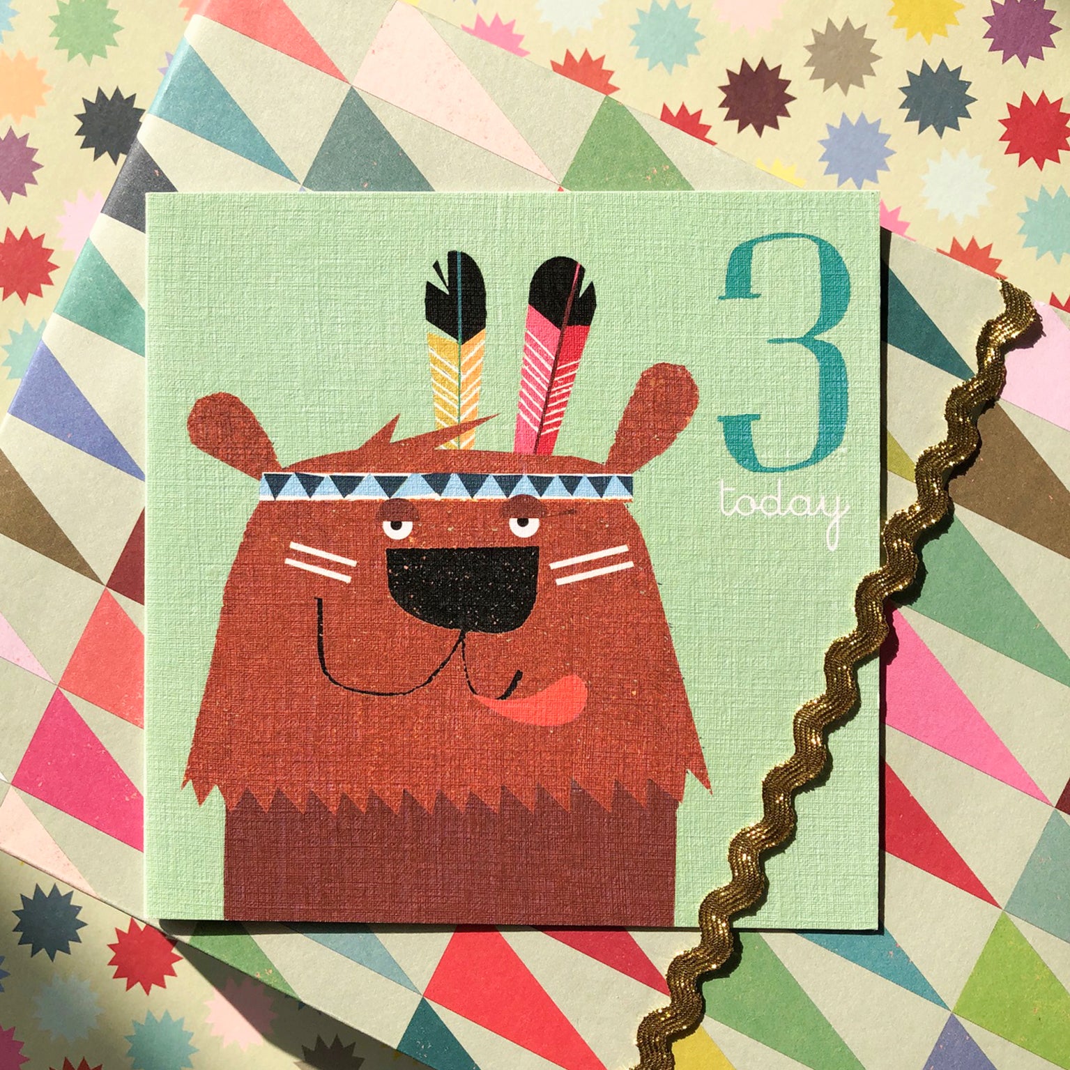 AC03 bear 3rd birthday card