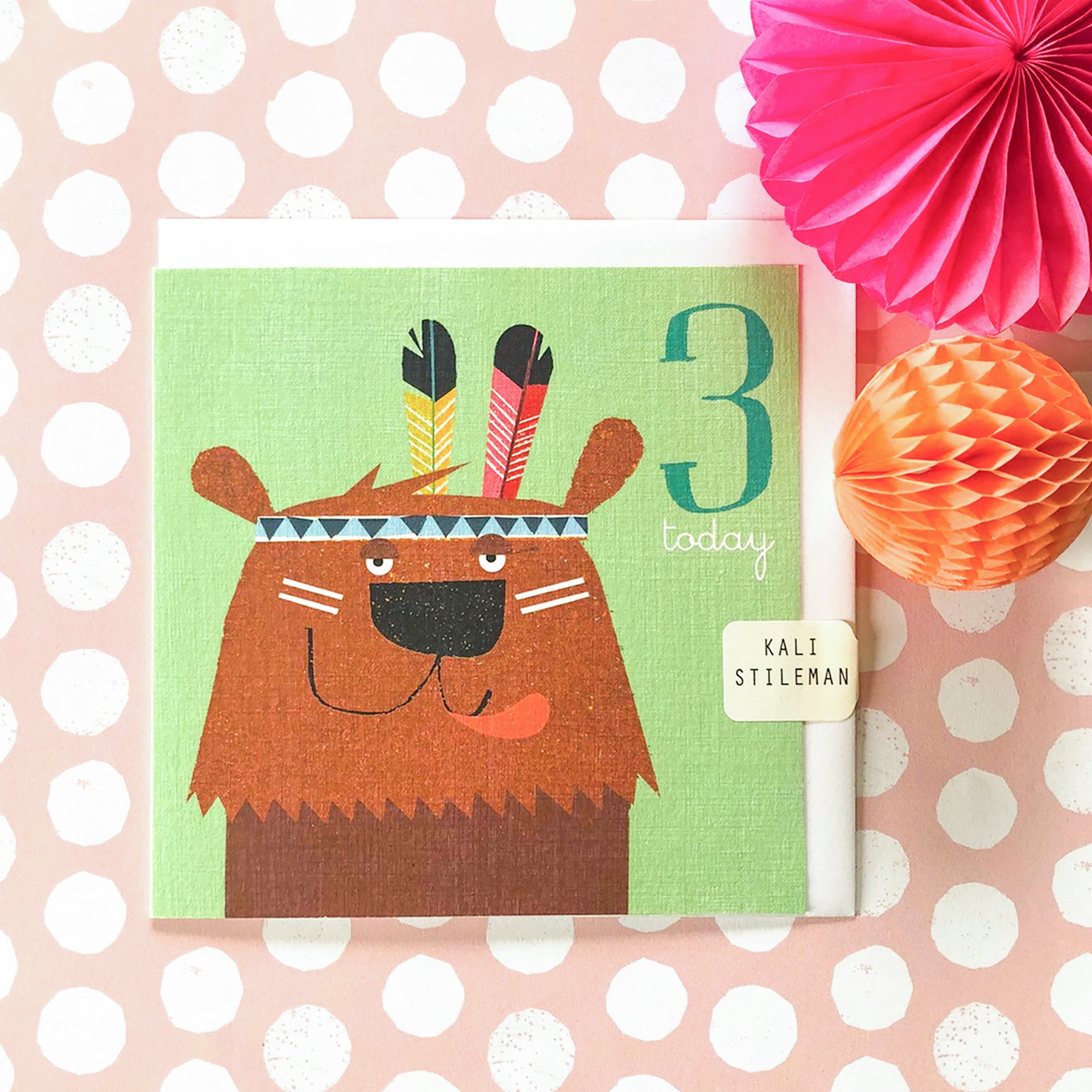 AC03 bear 3rd birthday card