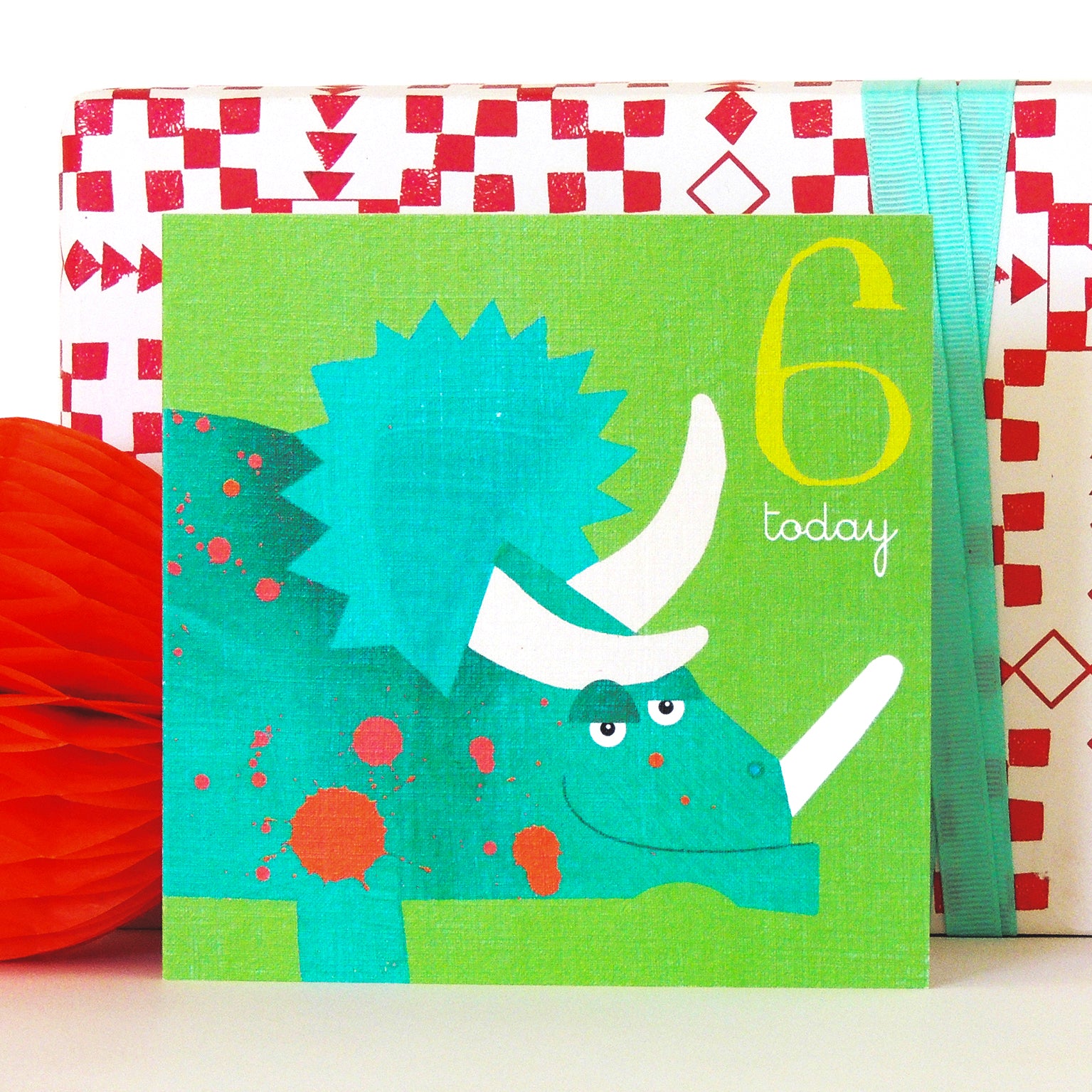 AC06 dinosaur 6th birthday card