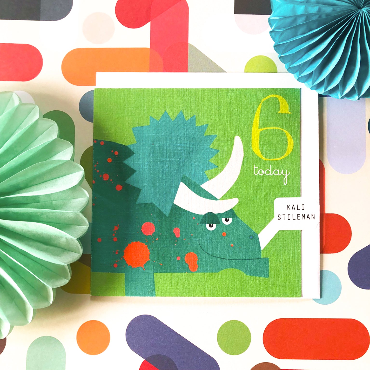 AC06 dinosaur 6th birthday card