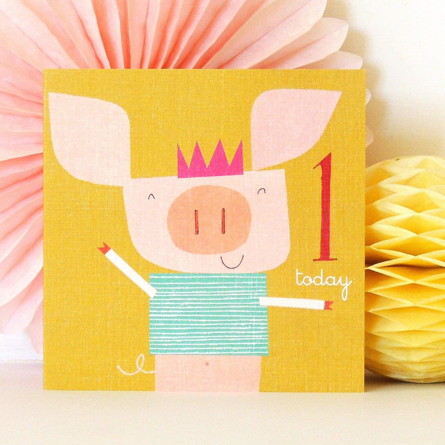 AC07 piglet 1st birthday card