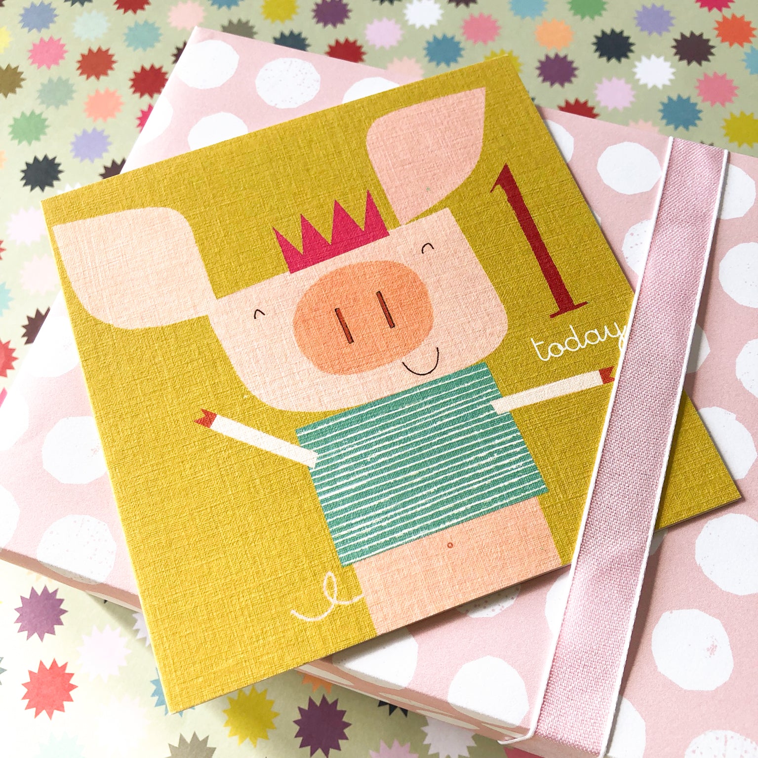 AC07 piglet 1st birthday card