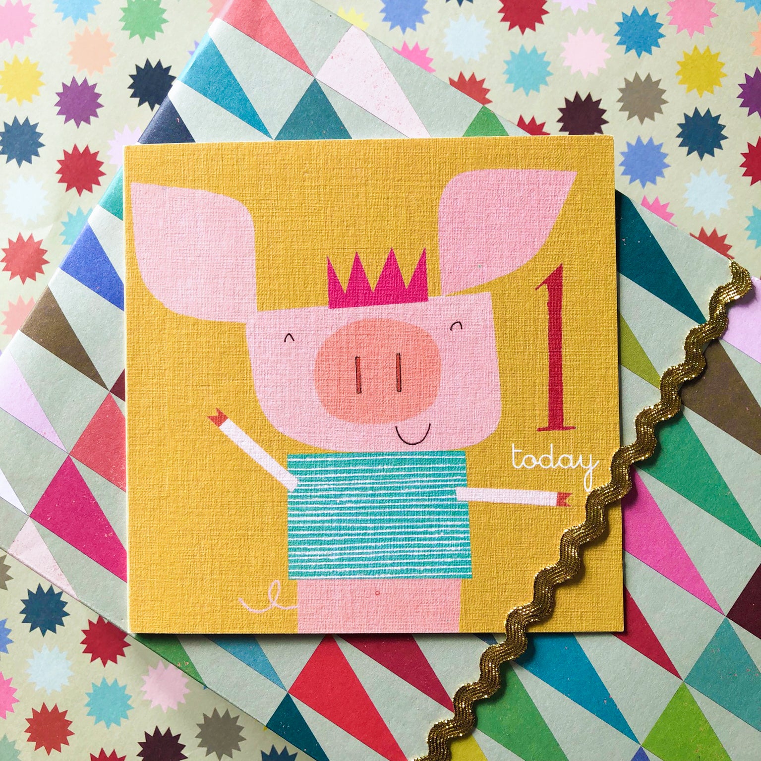 AC07 piglet 1st birthday card