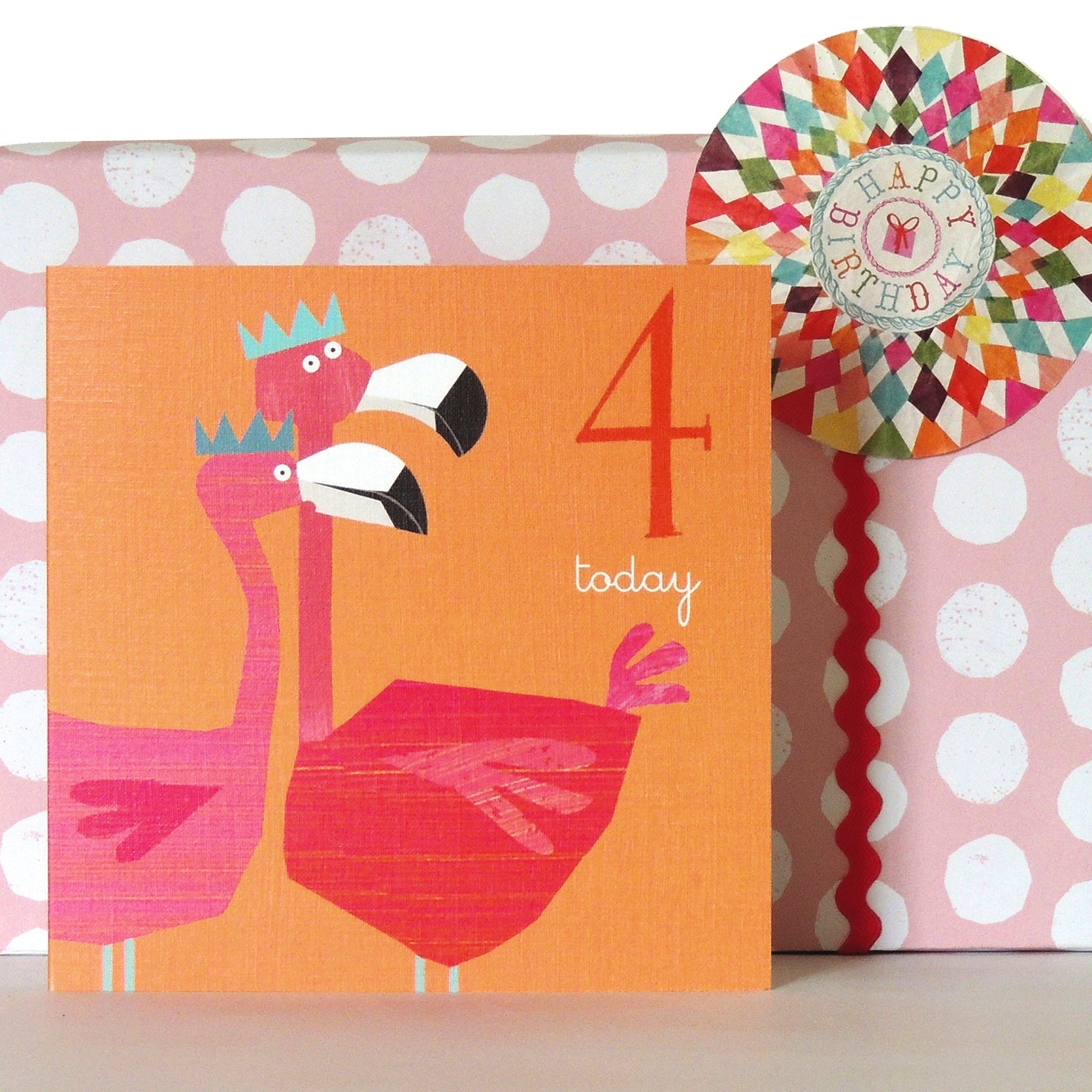 AC10 flamingos 4th birthday card