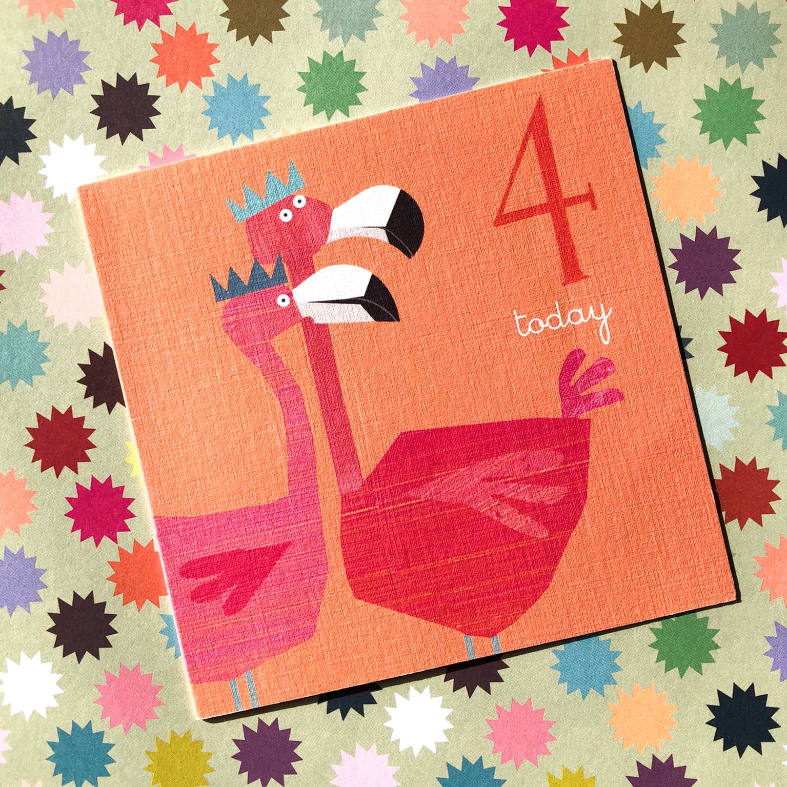 AC10 flamingos 4th birthday card