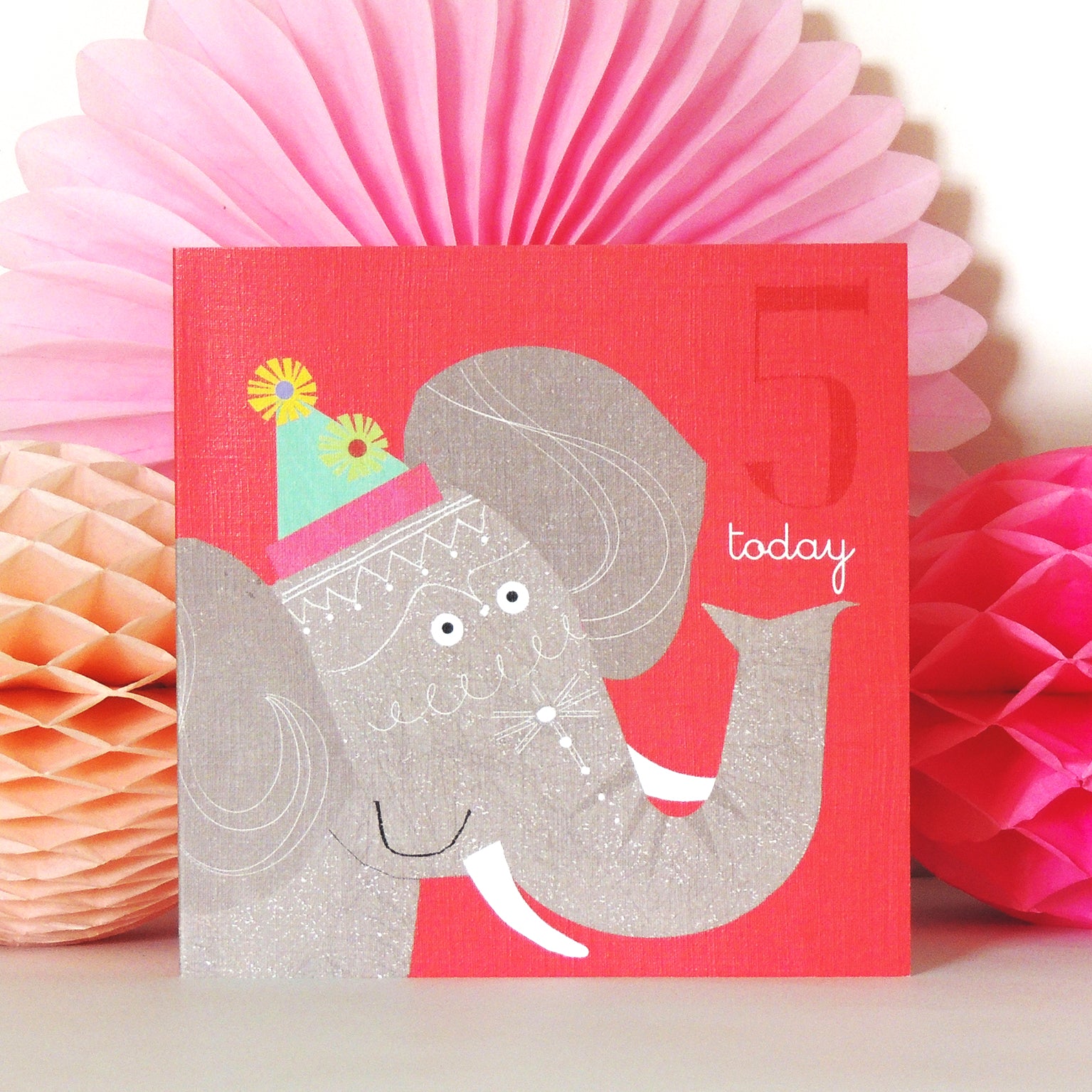 AC11 elephant 5th birthday card