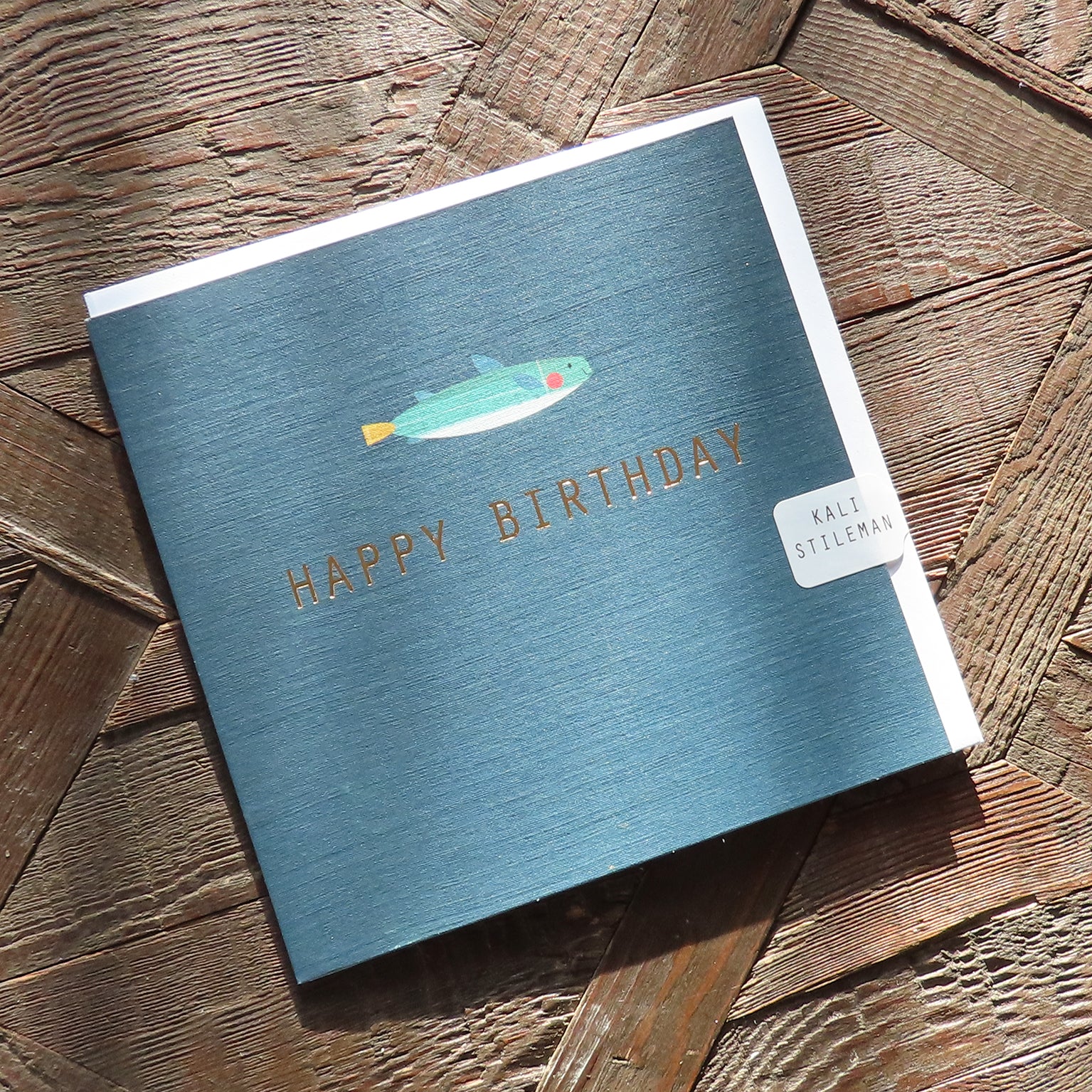 AH01 gold foiled birthday fish card