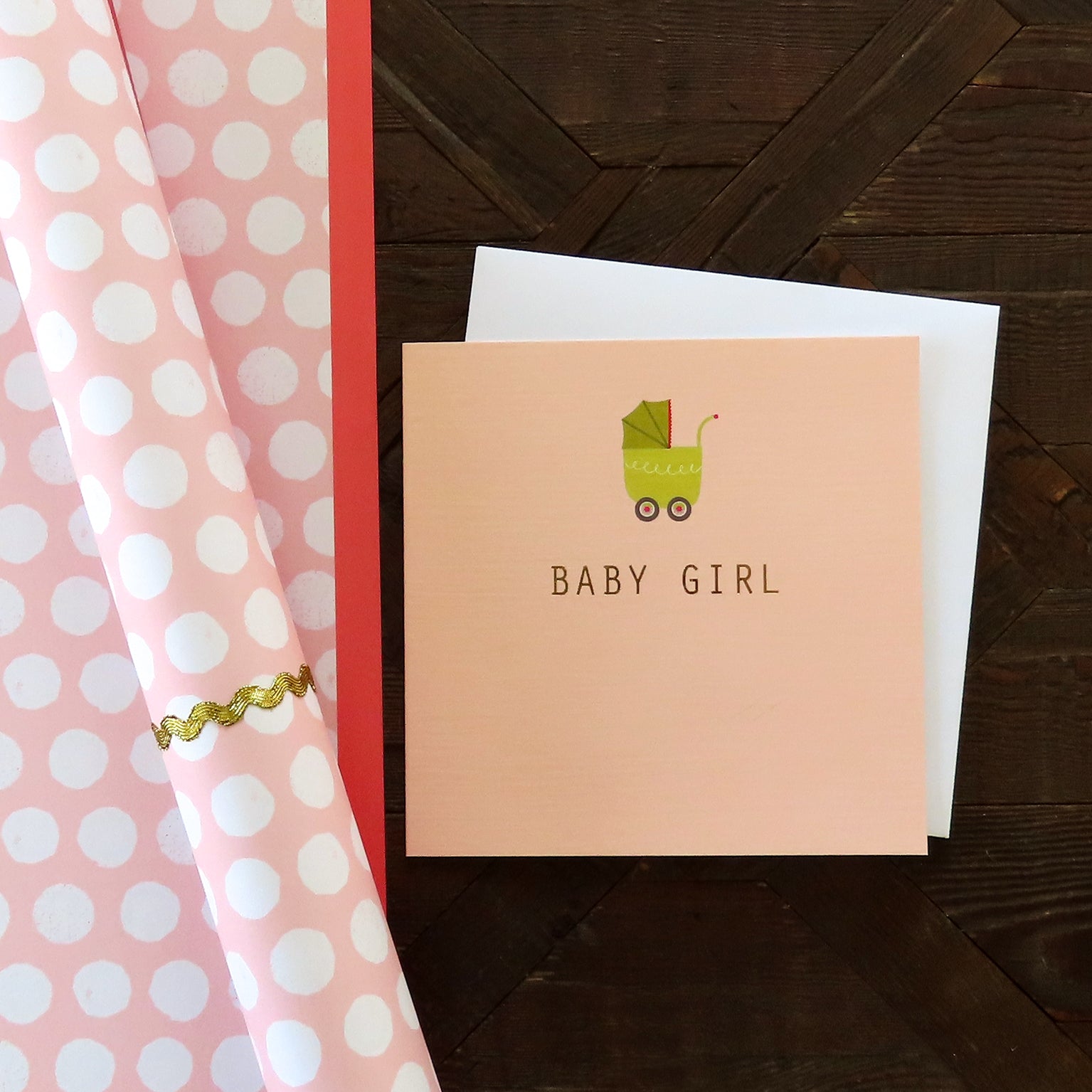 AH13 gold foiled baby girl card