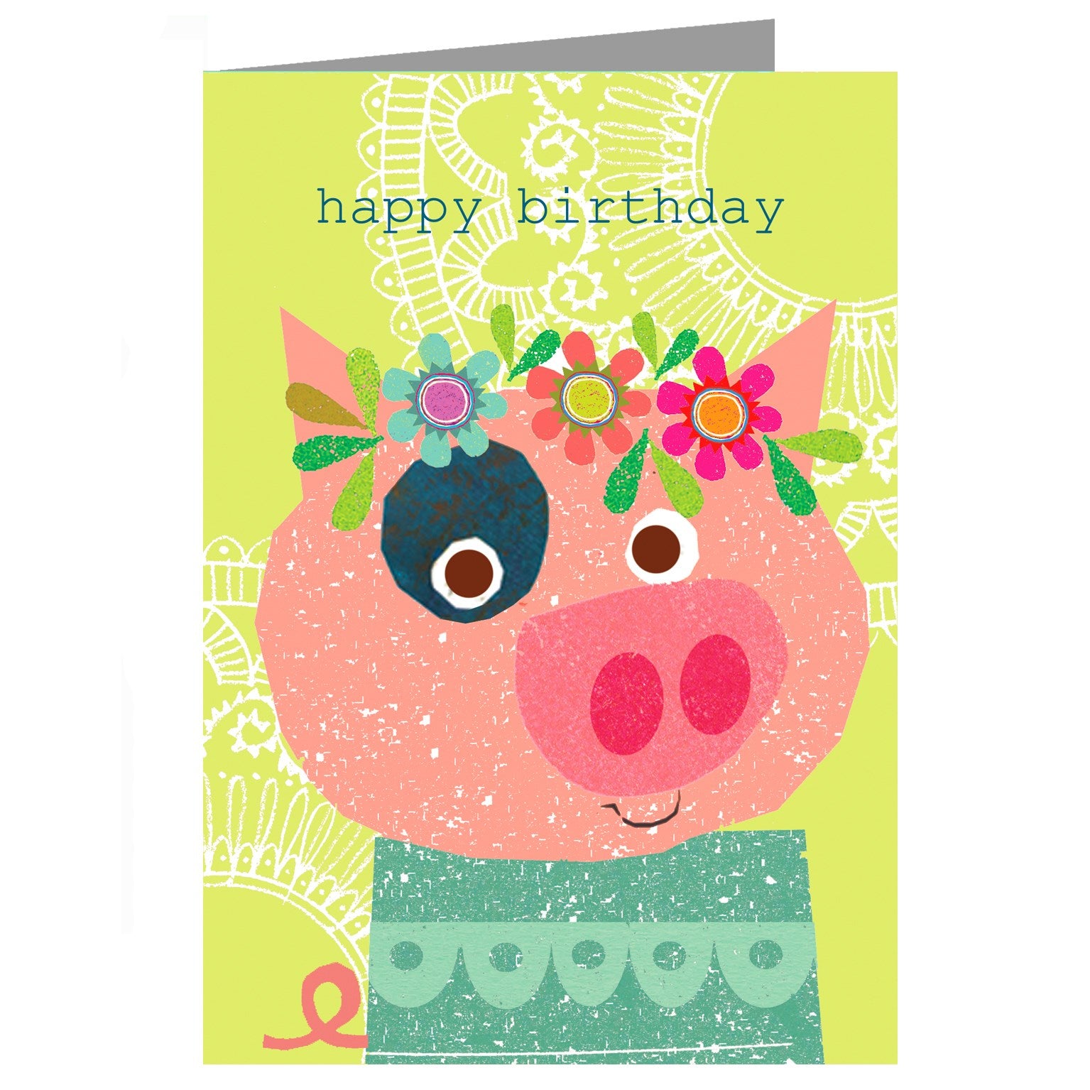 pig happy birthday card