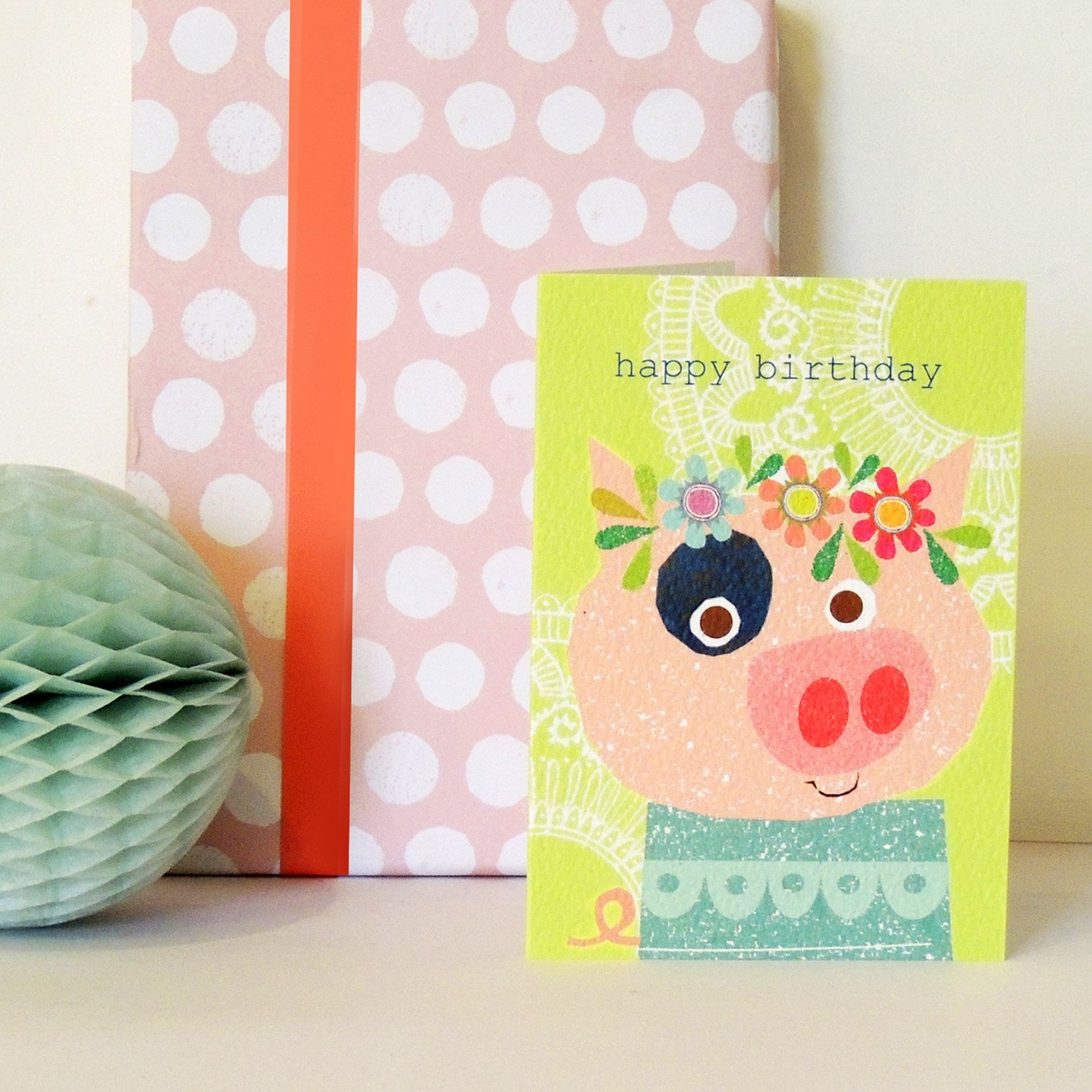 pig happy birthday card