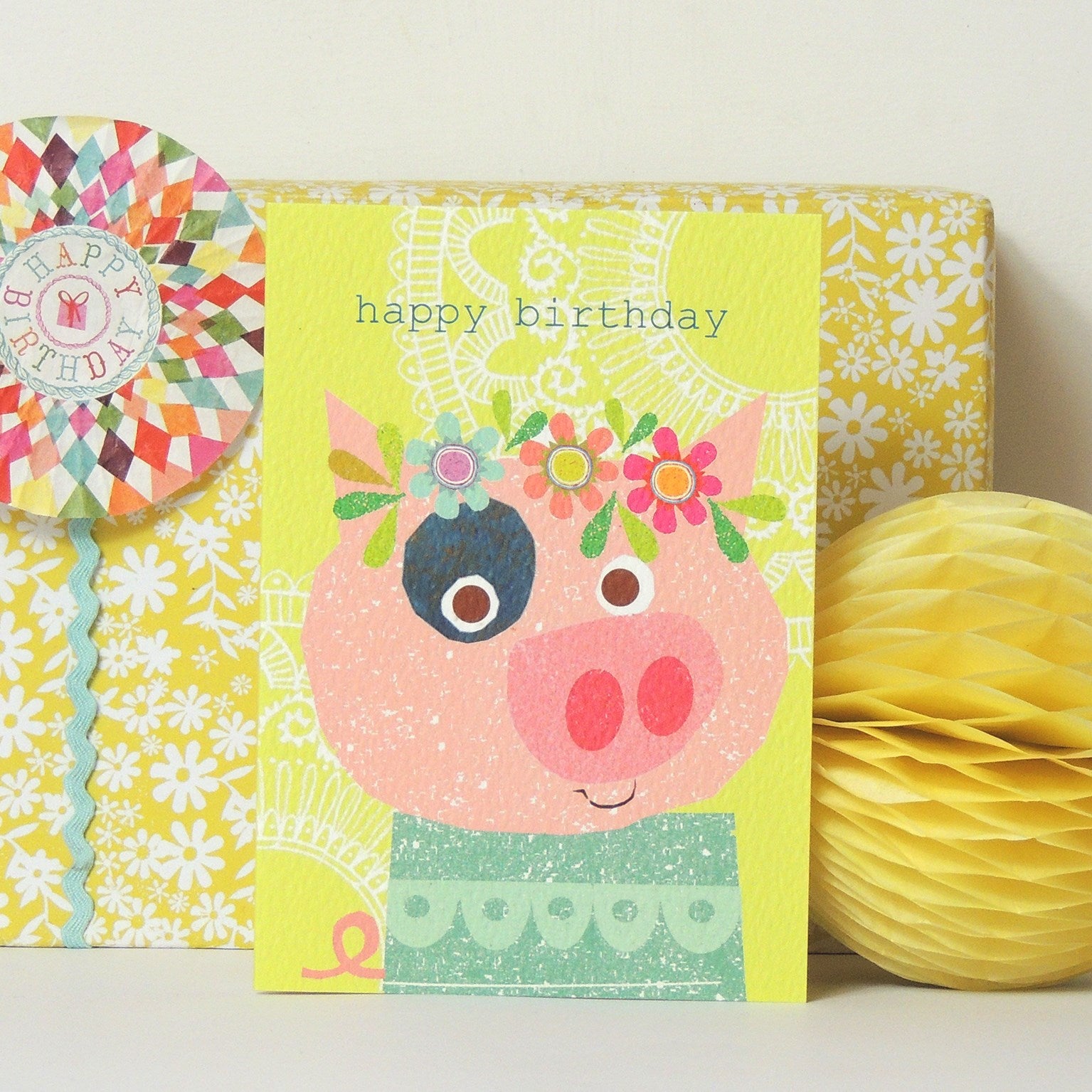 pig happy birthday card