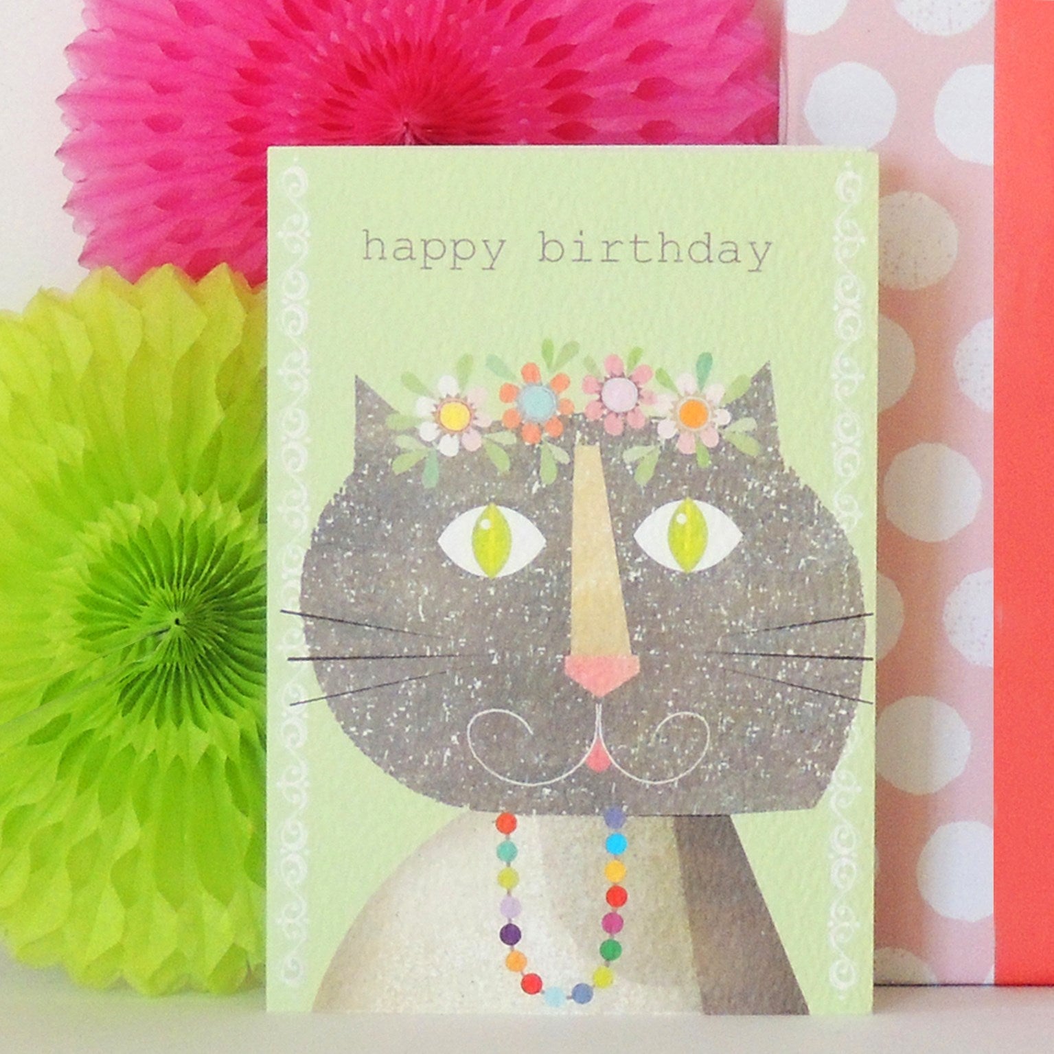 cat happy birthday card