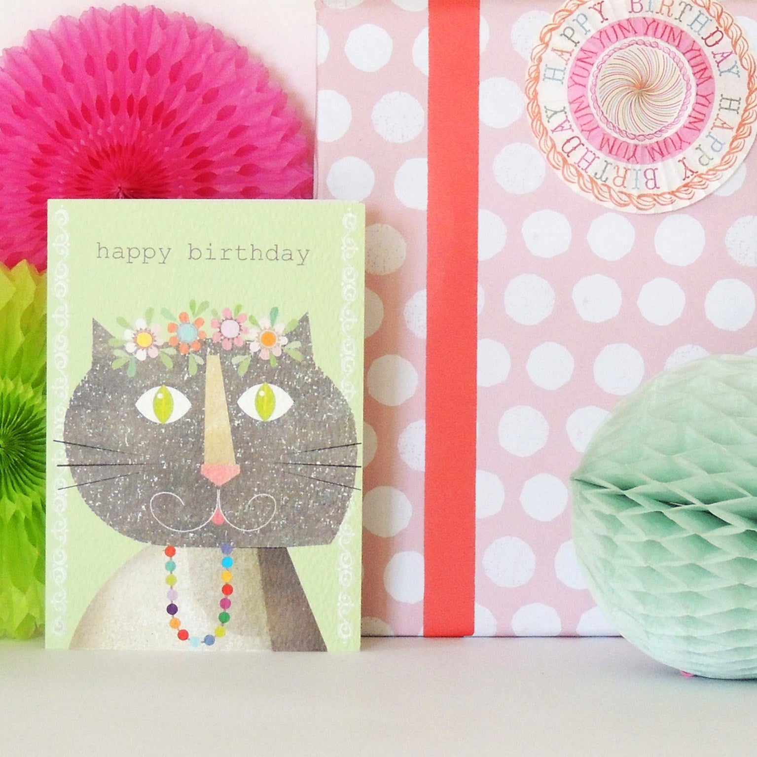 cat happy birthday card