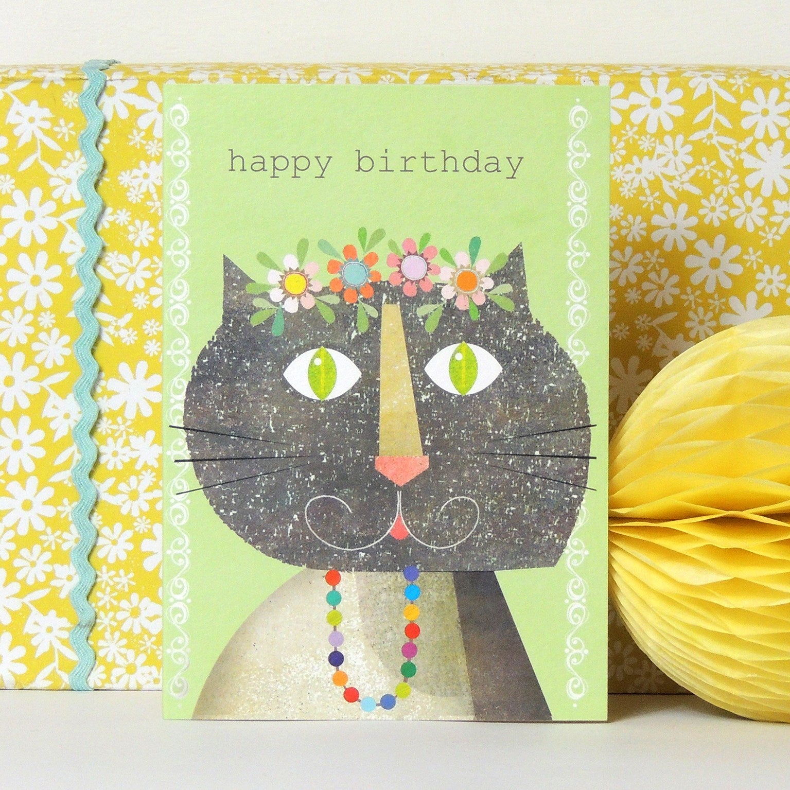 cat happy birthday card