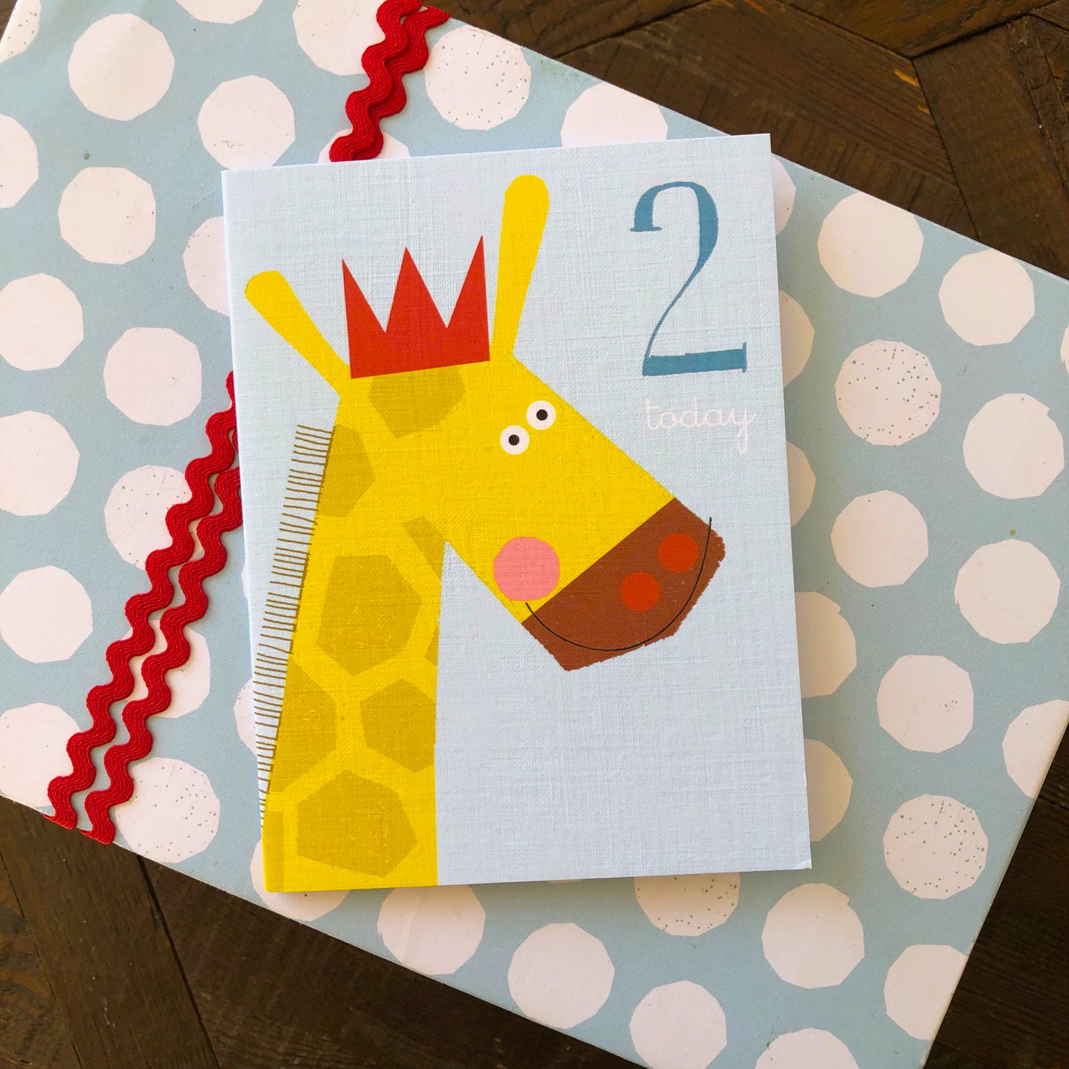 mini giraffe 2nd birthday card