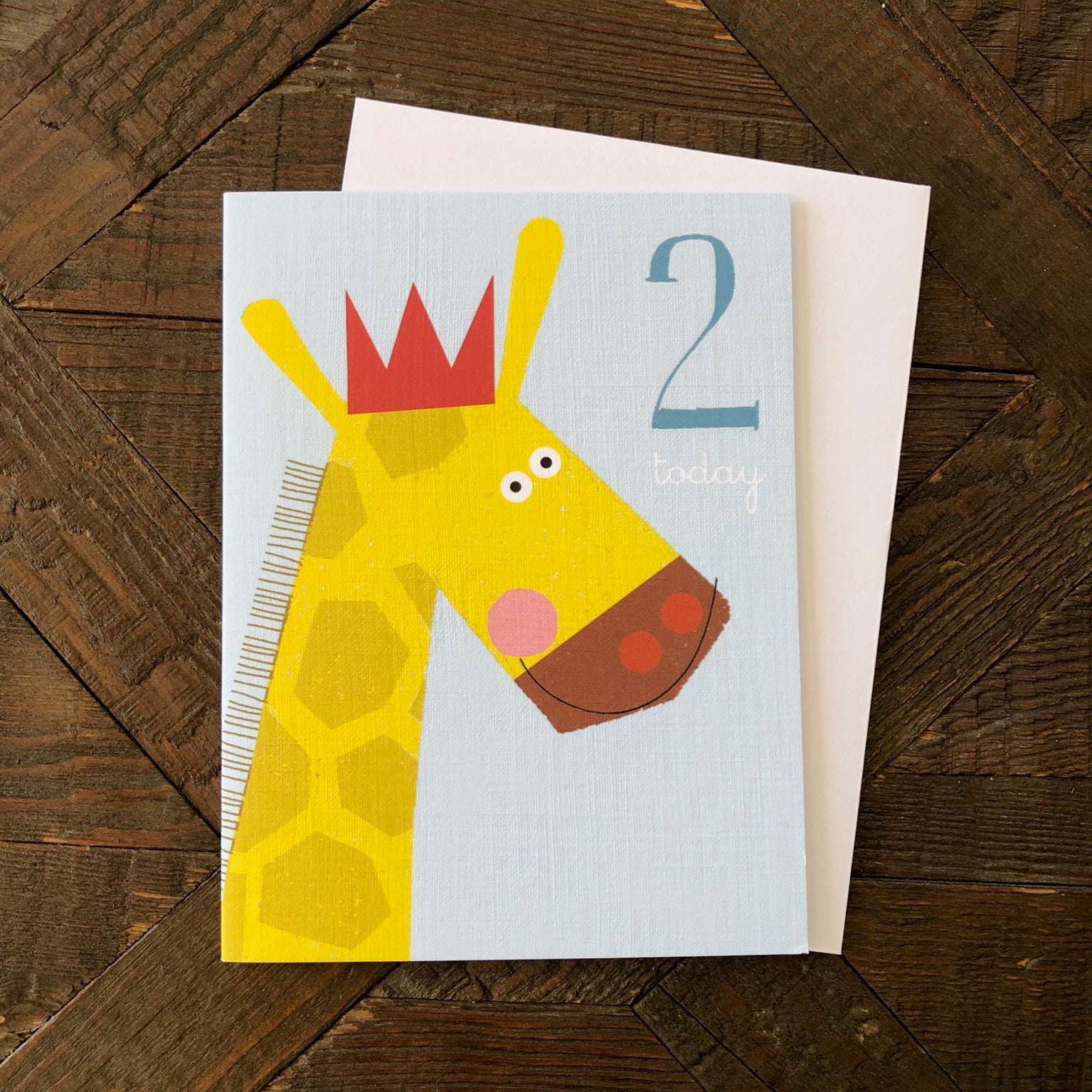 mini giraffe 2nd birthday card