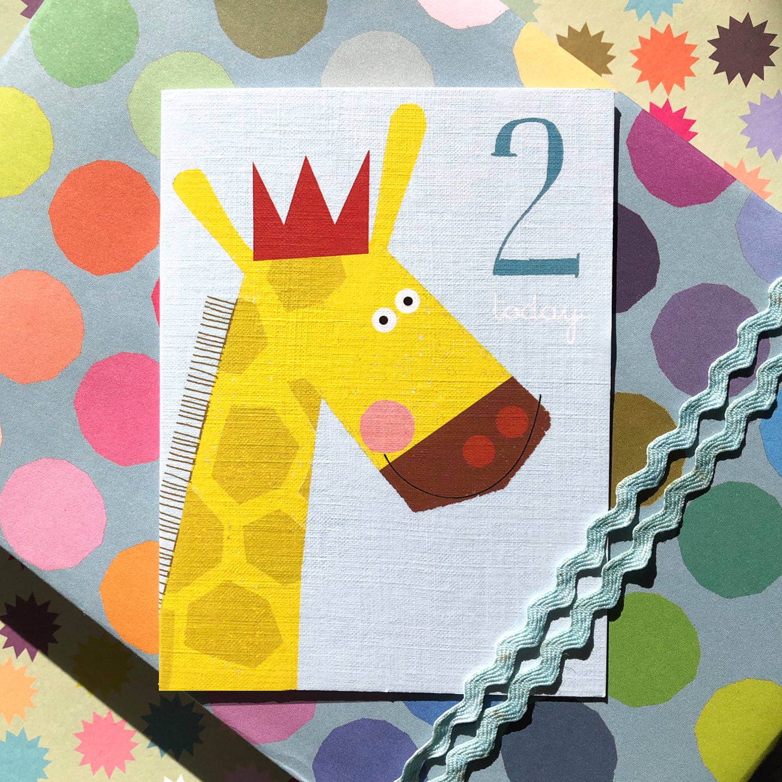 mini giraffe 2nd birthday card