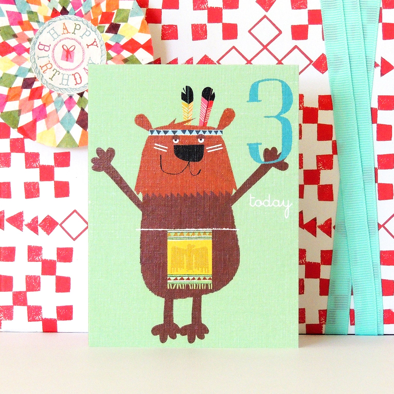 mini bear 3rd birthday card