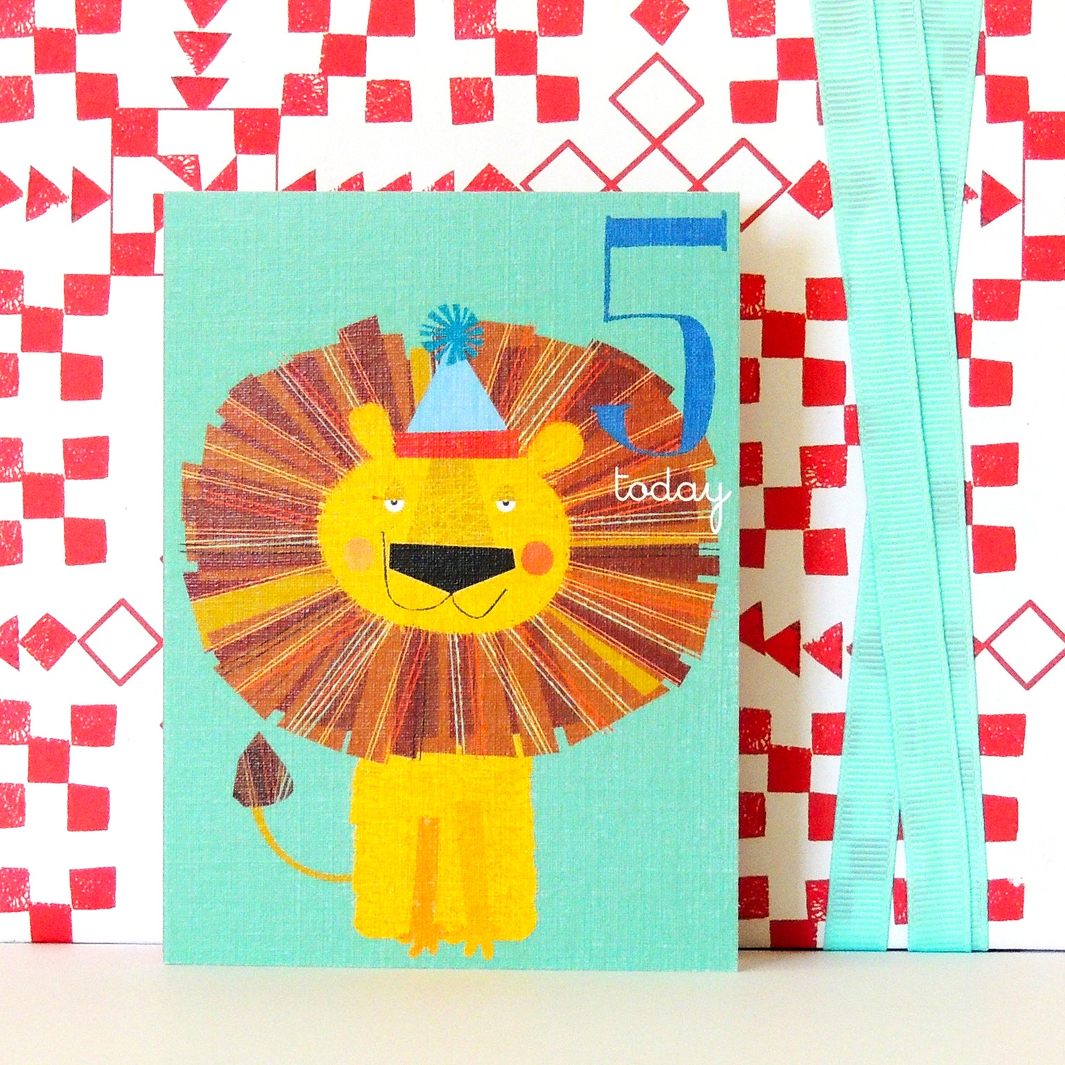 mini lion 5th birthday card