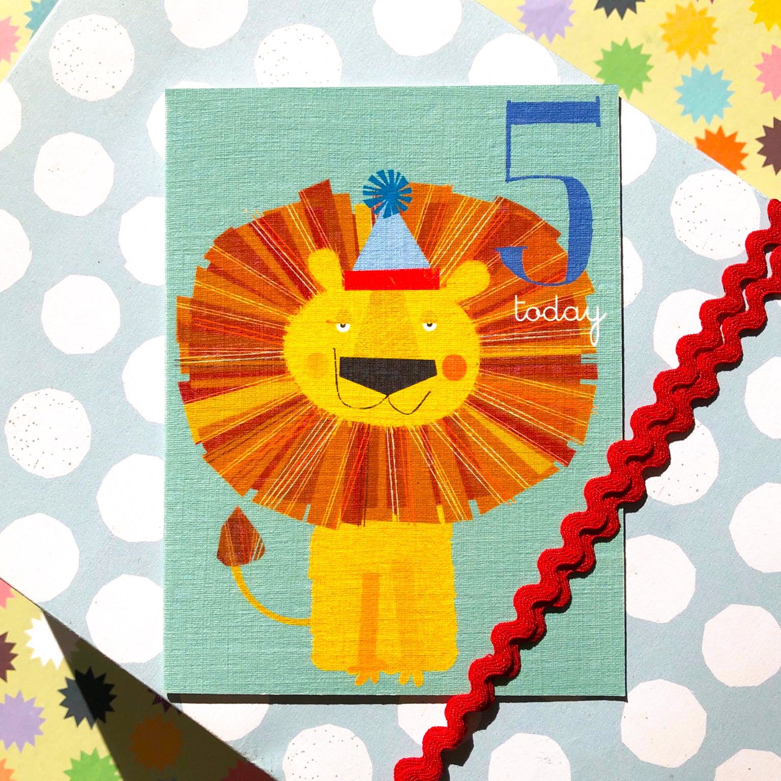 mini lion 5th birthday card