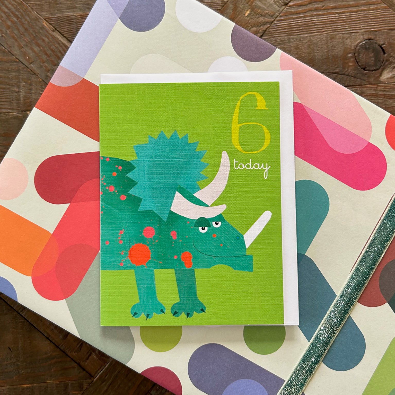 mini dinosaur 6th birthday card