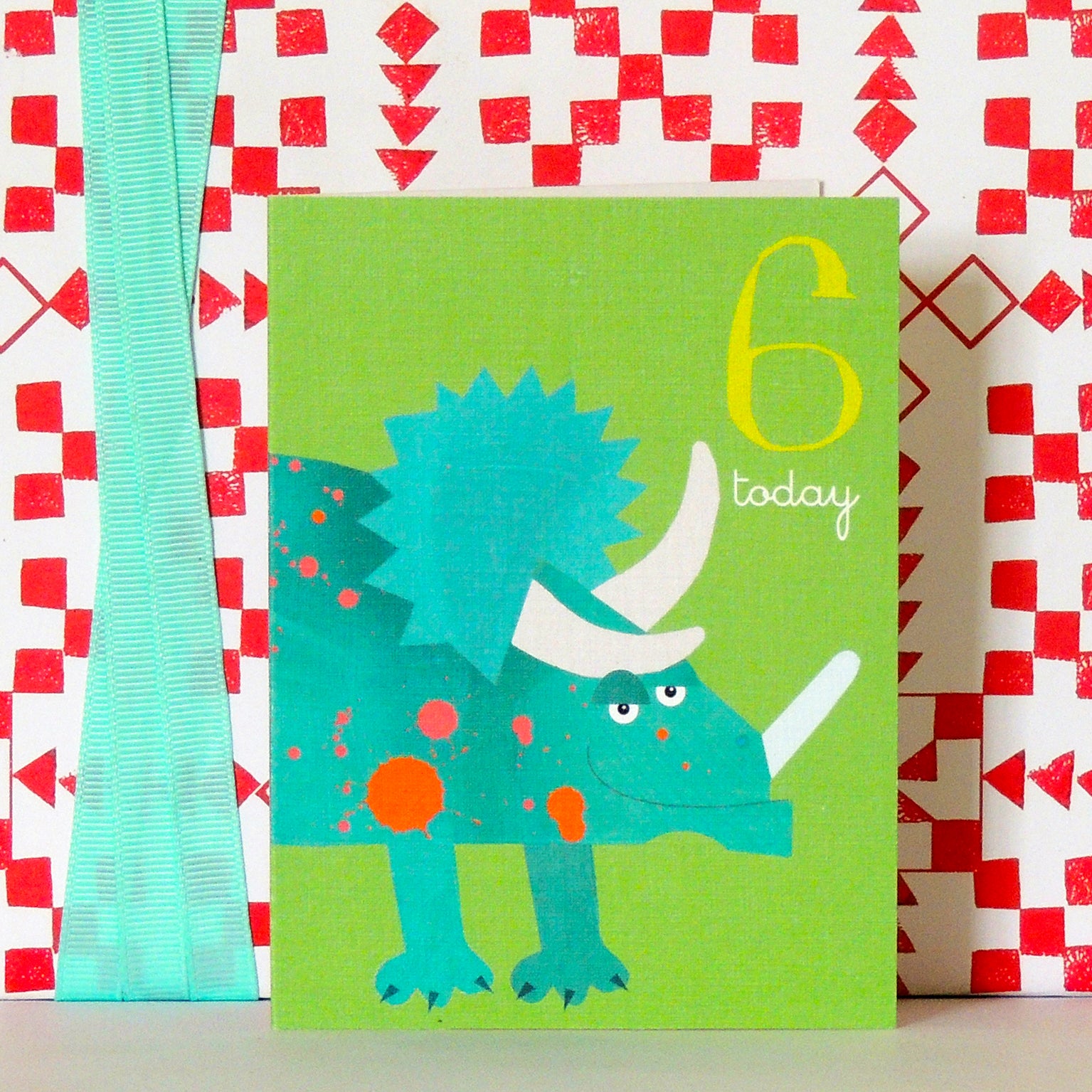 mini dinosaur 6th birthday card