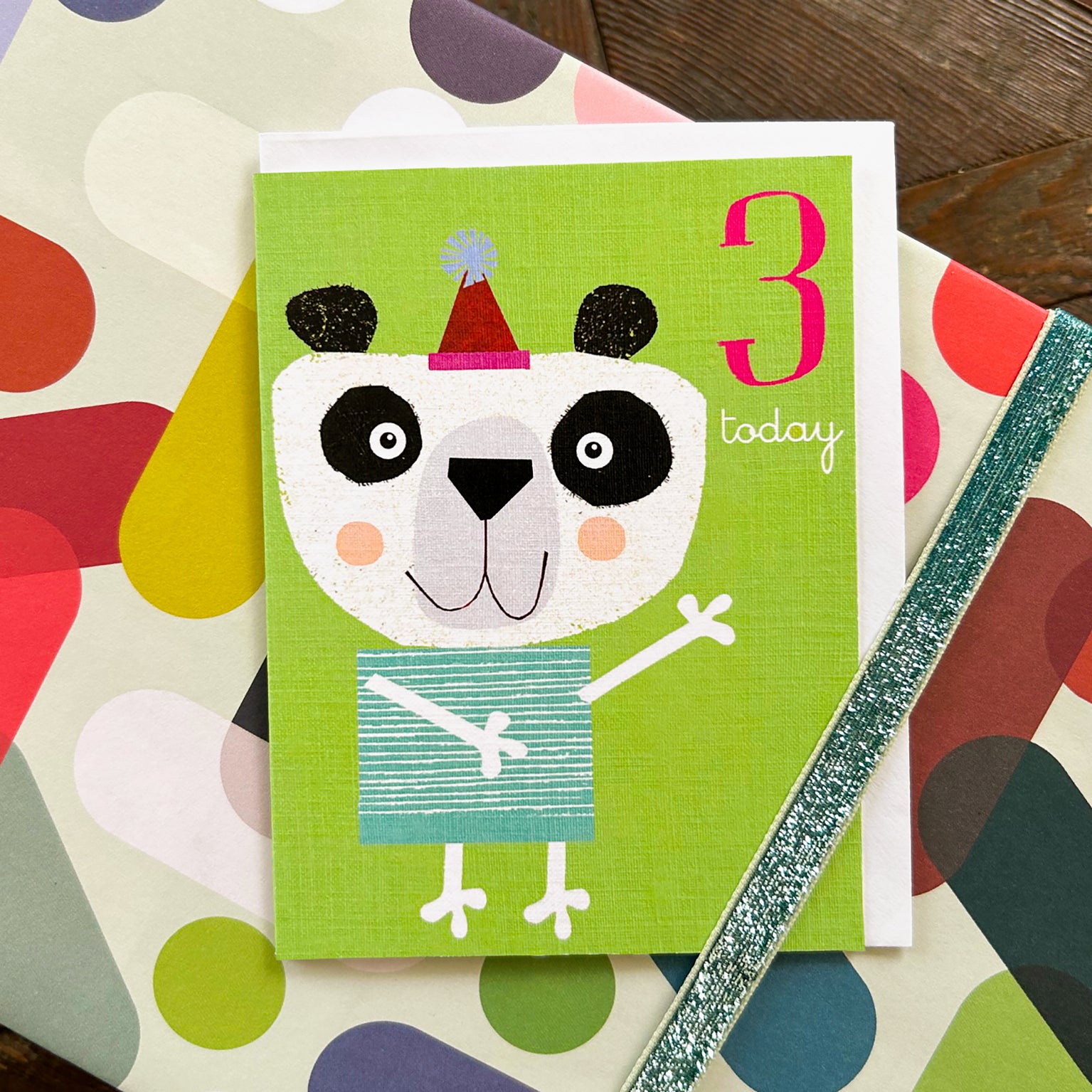 mini panda 3rd birthday card