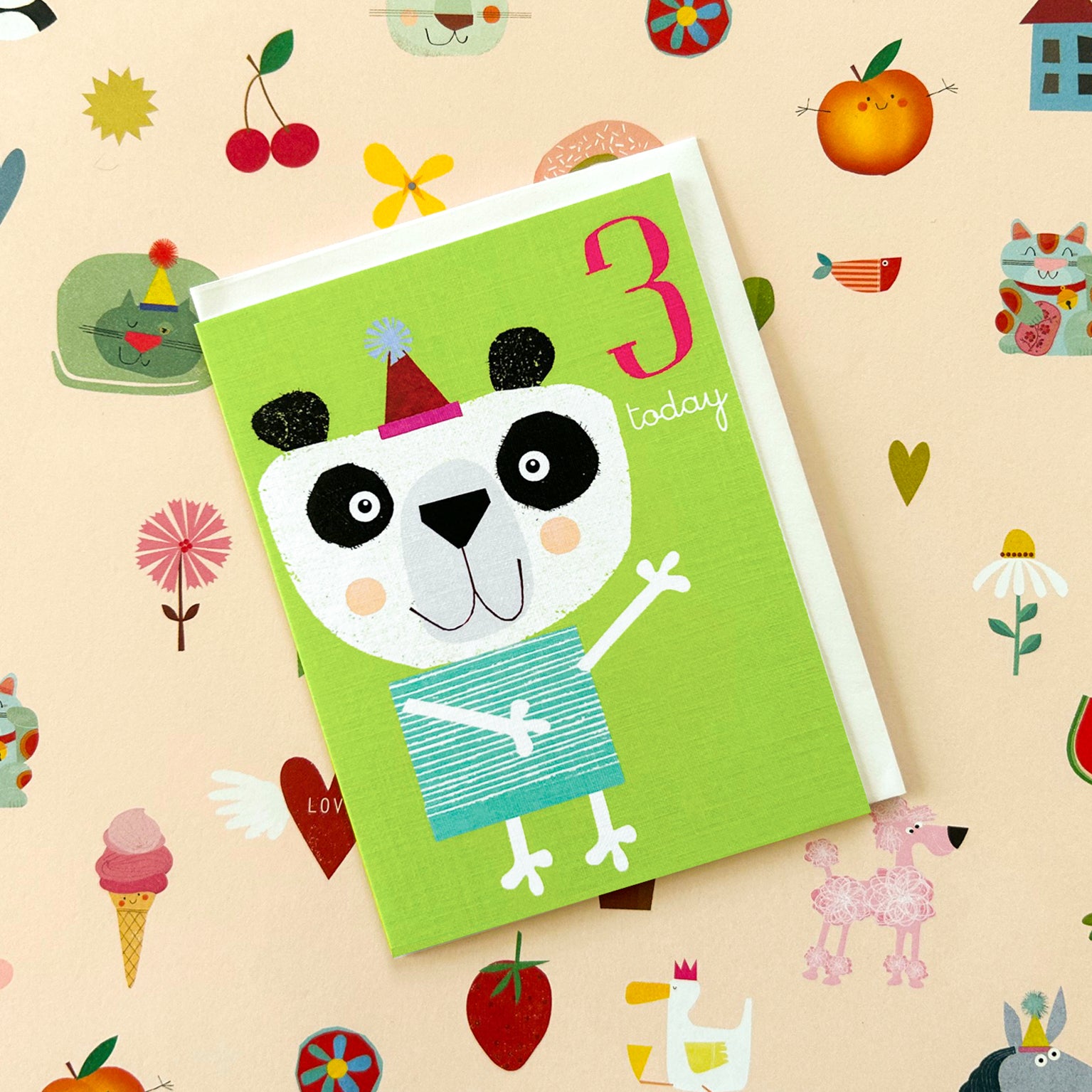 mini panda 3rd birthday card