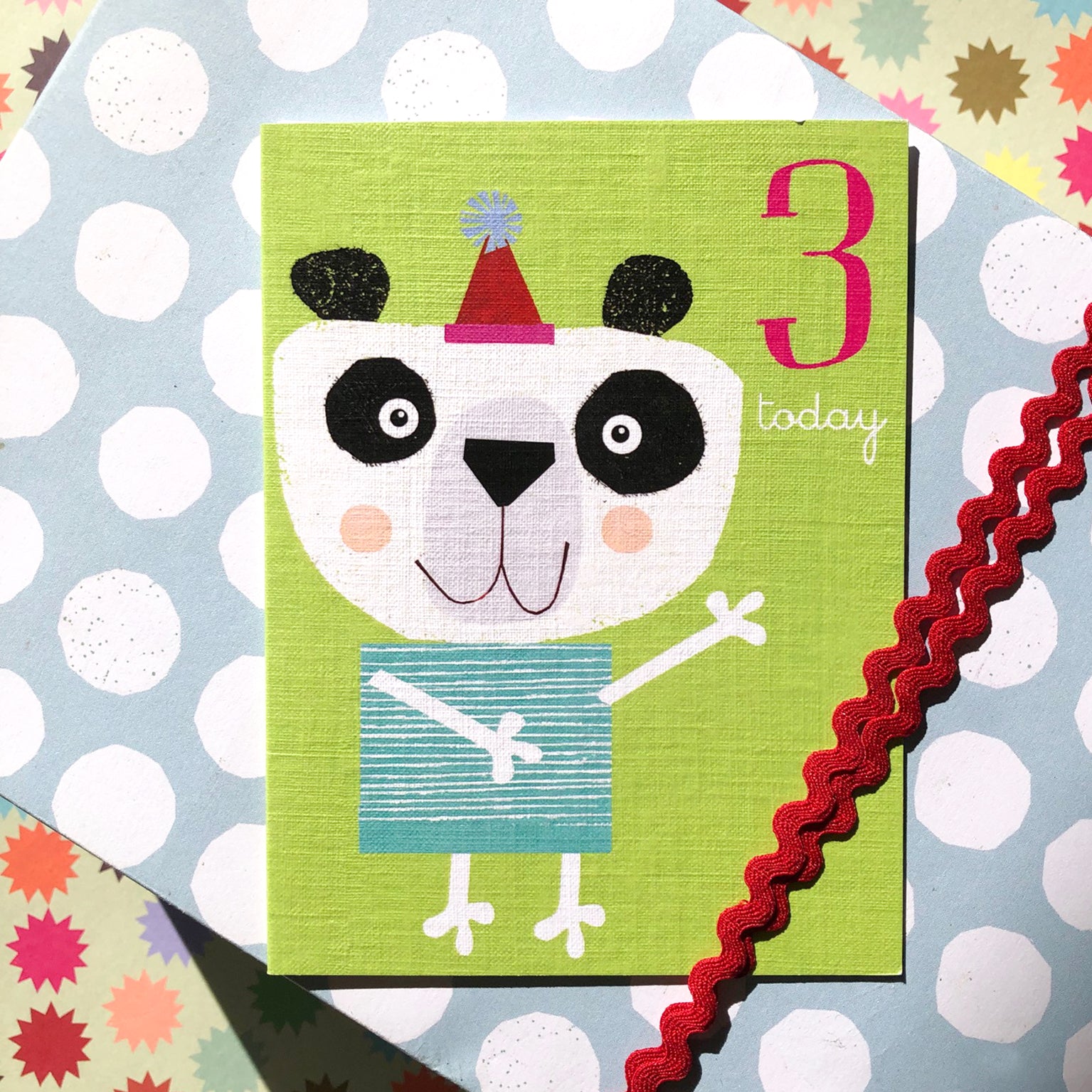 mini panda 3rd birthday card