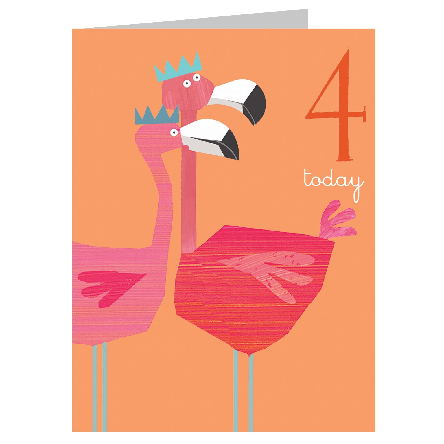 mini flamingos 4th birthday card