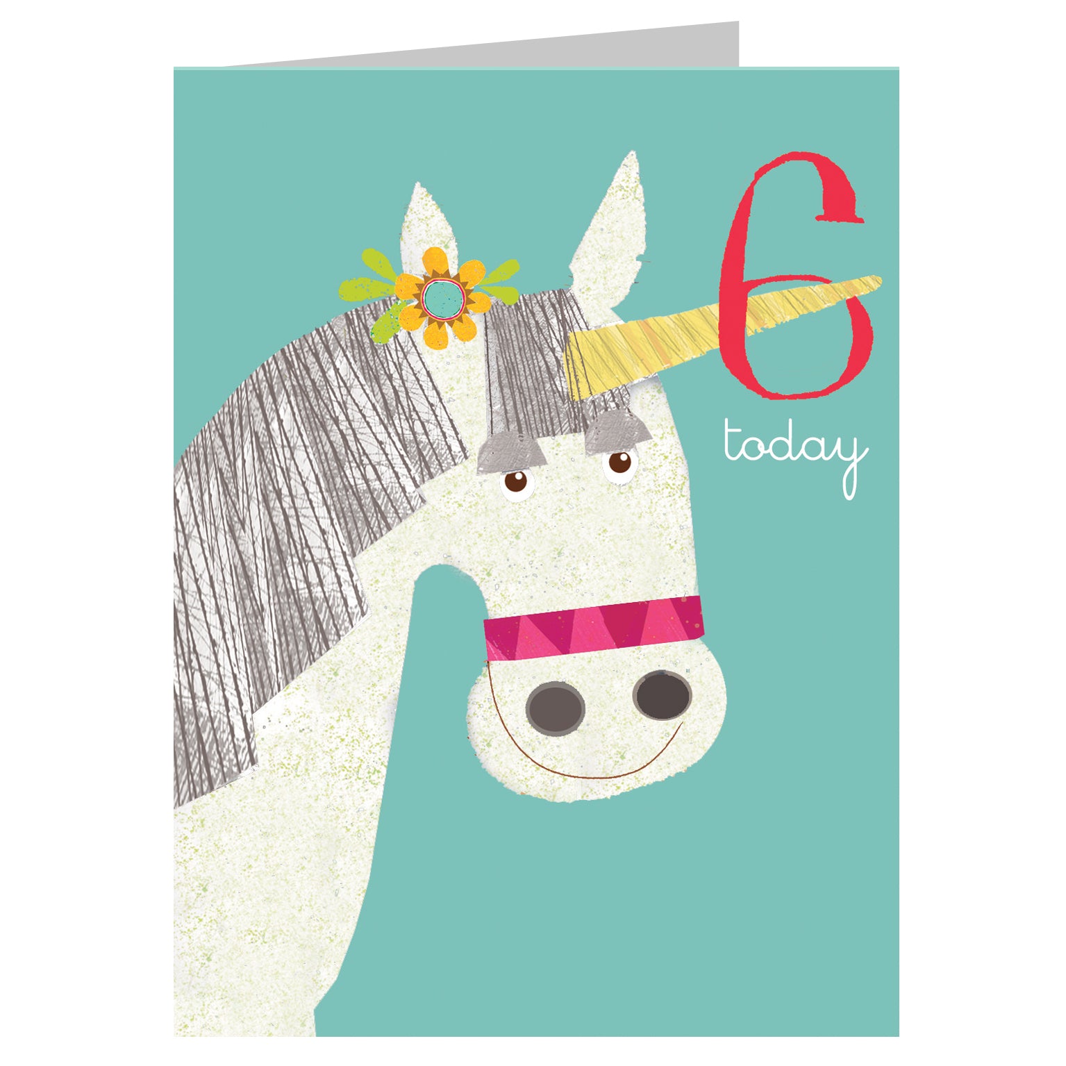 mini unicorn 6th birthday card