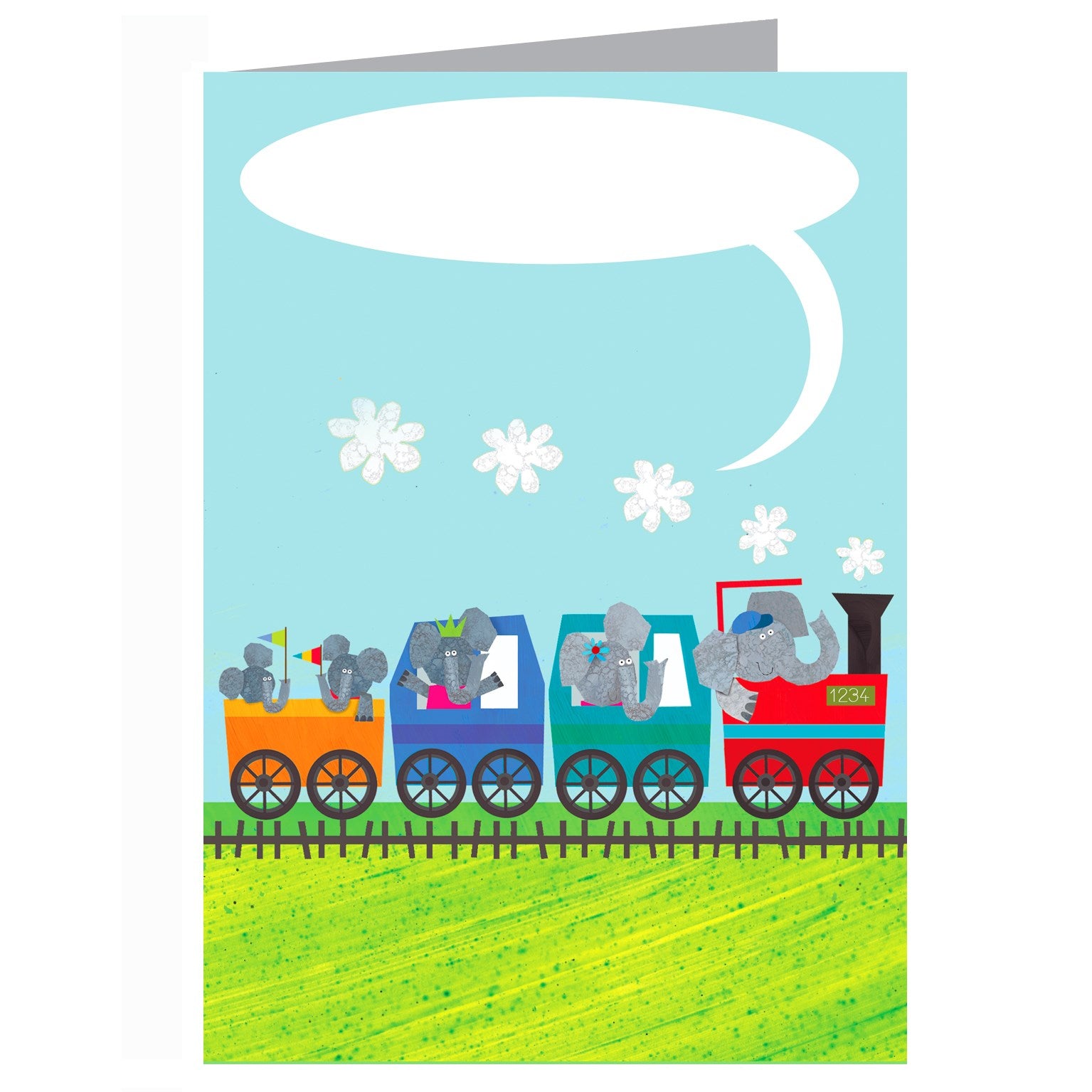 personalised elephant train card