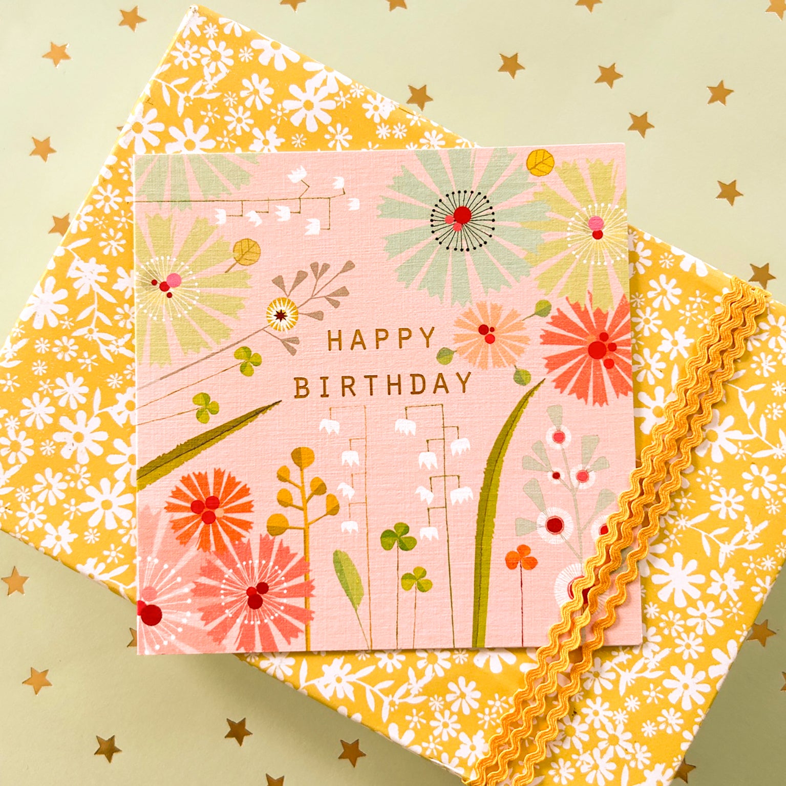 BFL01 gold foiled champagne birthday card