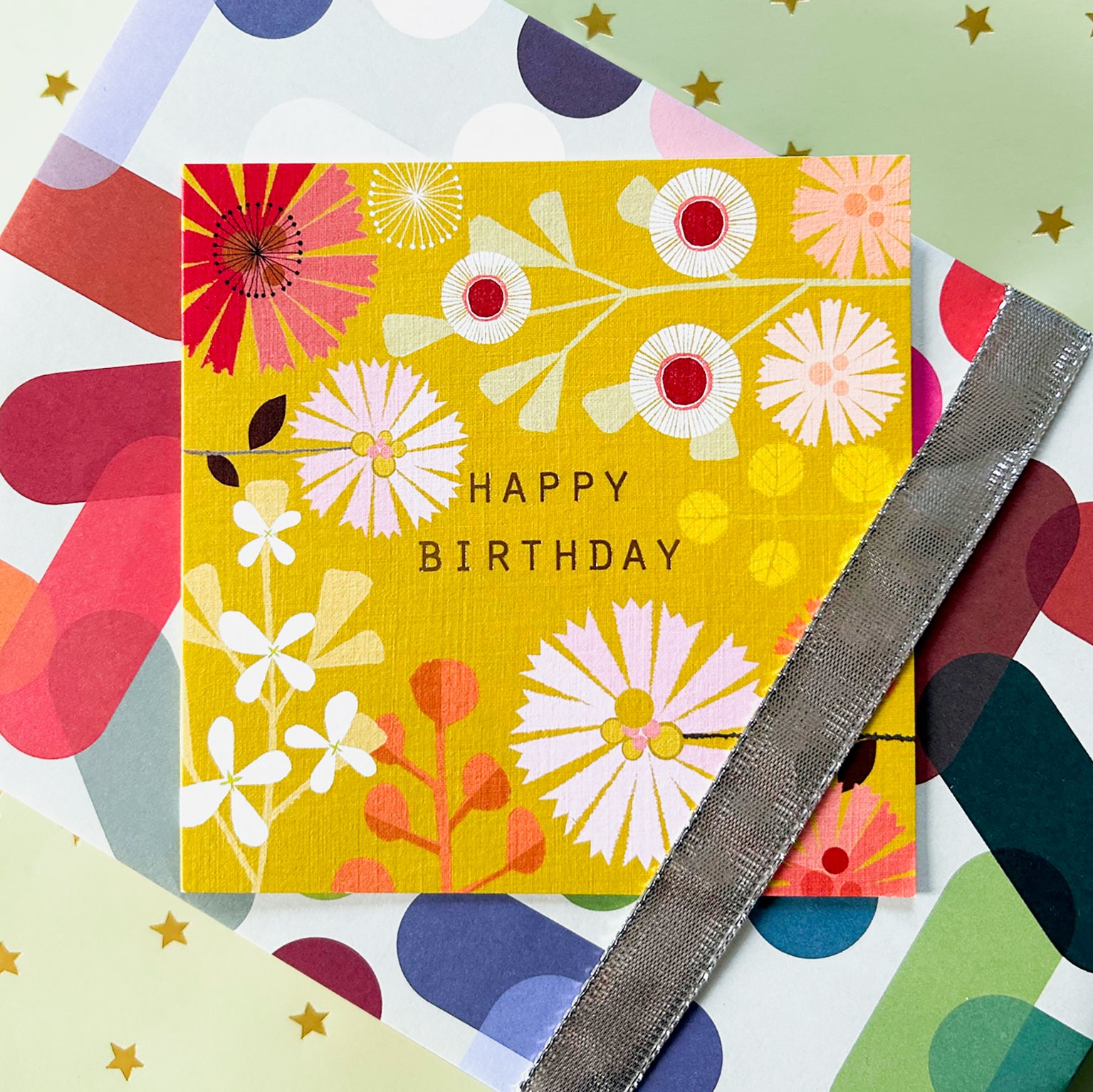 BFL02 gold foiled mustard birthday card