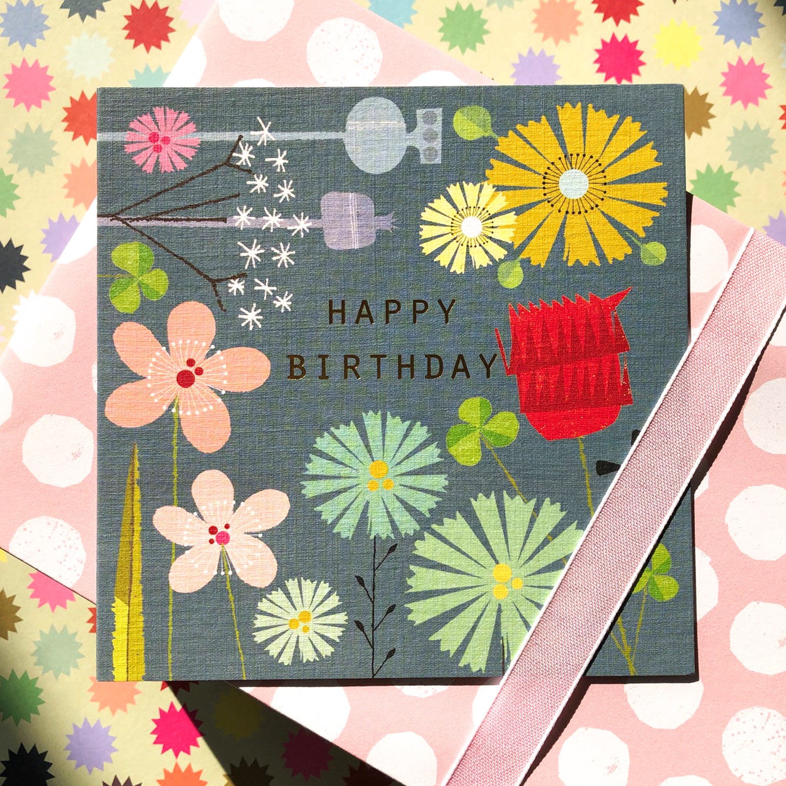 BFL05 gold foiled dusty blue birthday card