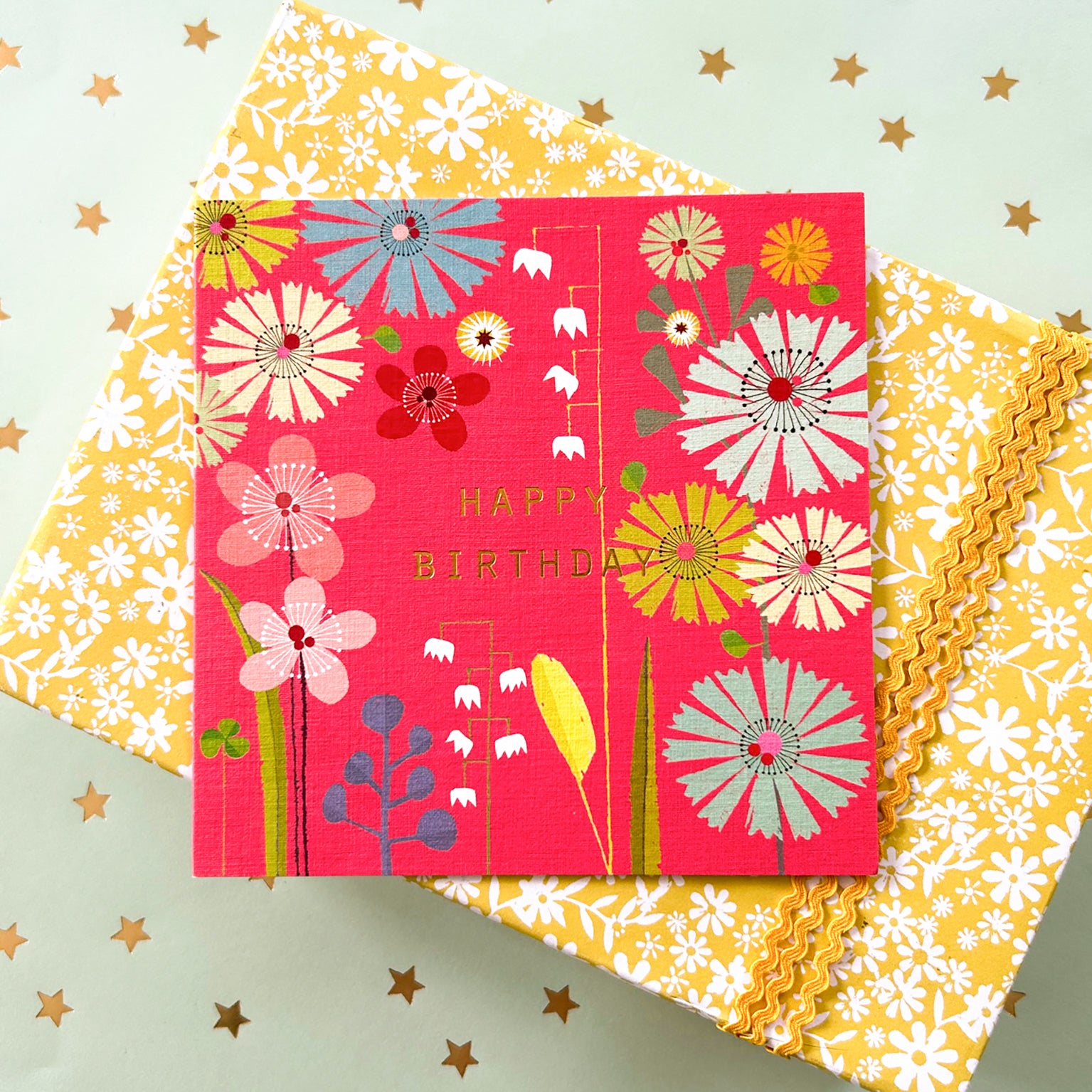 BFL07 gold foiled red birthday card