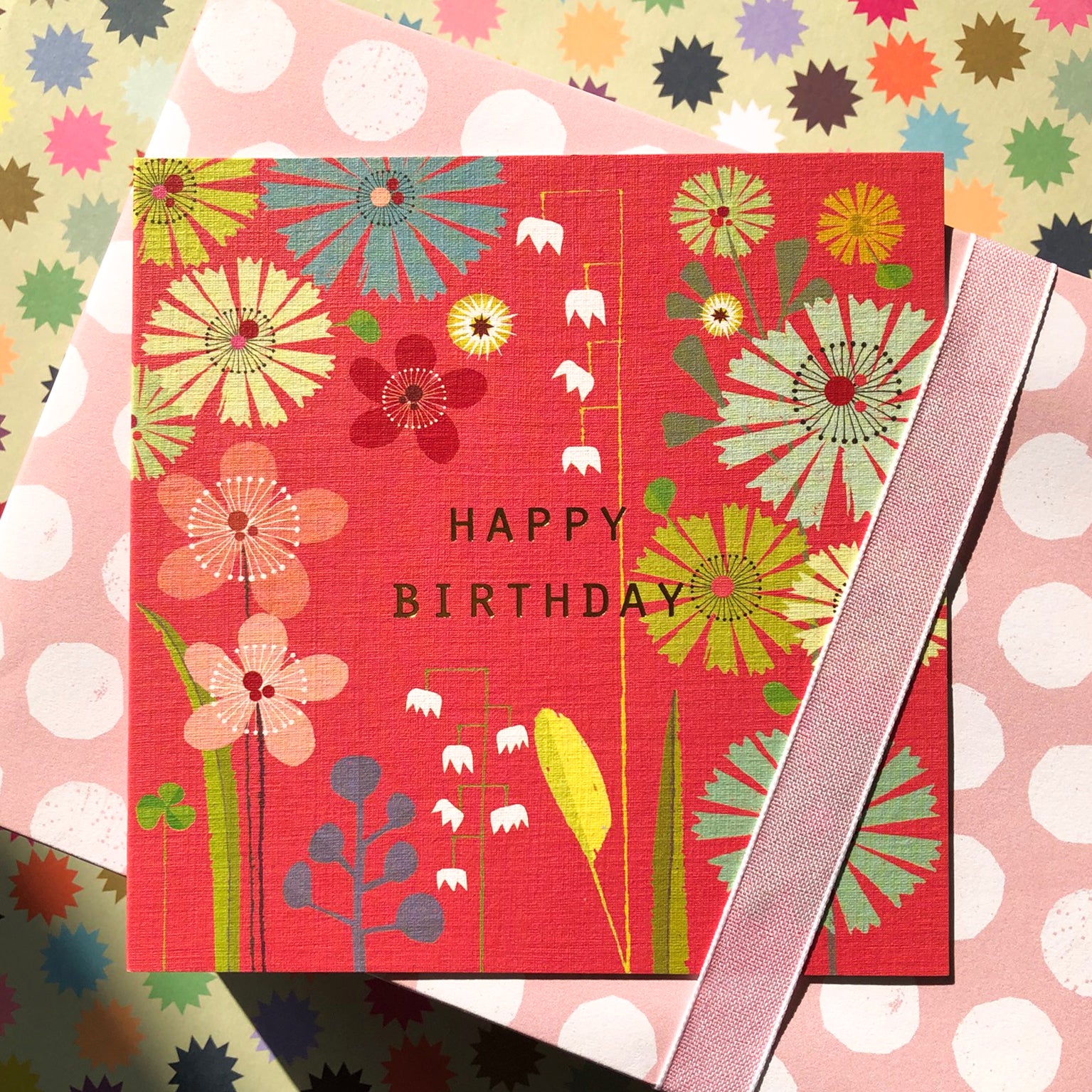 BFL07 gold foiled red birthday card