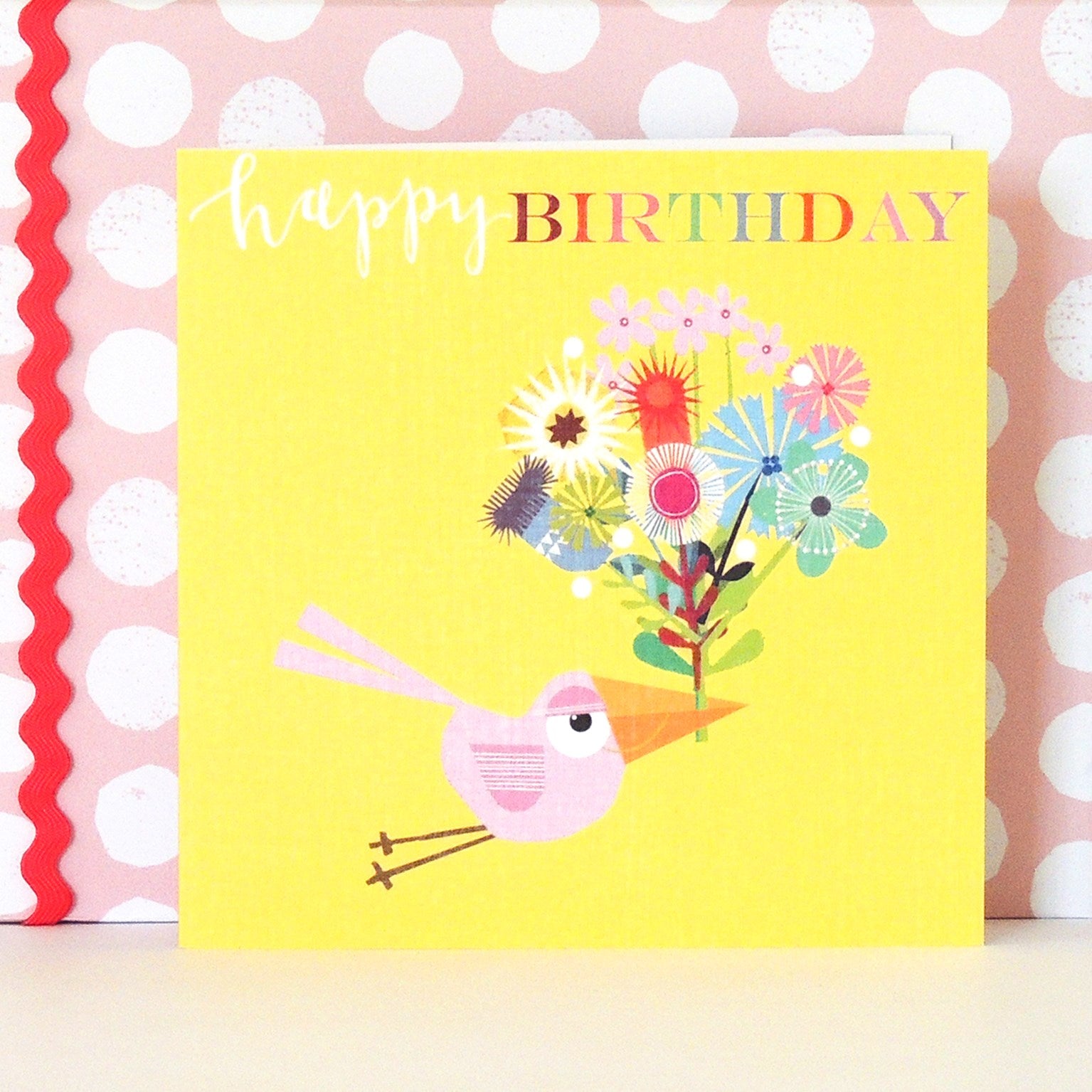 BH14 bird and flowers birthday card