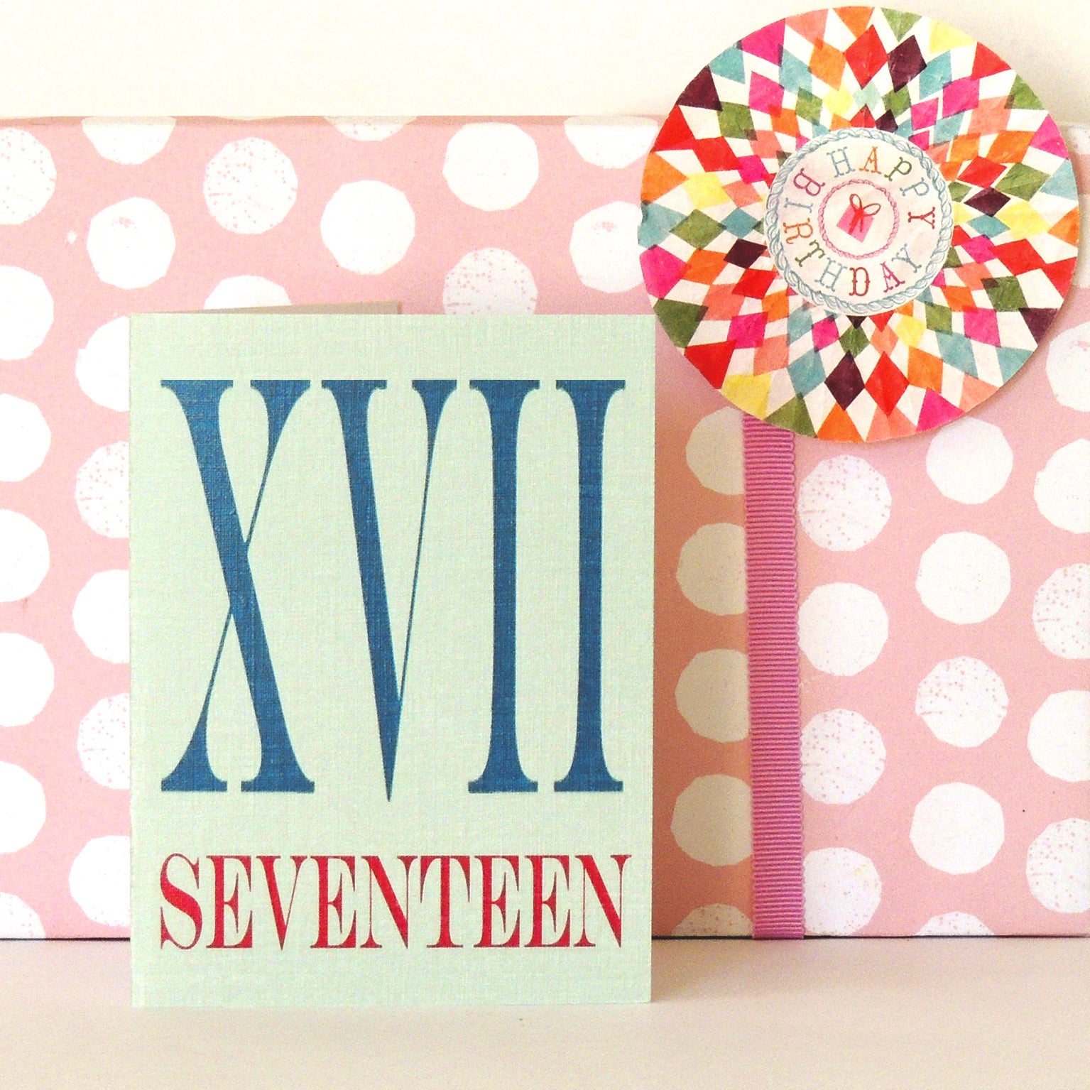 BTW41 mini roman numerals seventeen  card