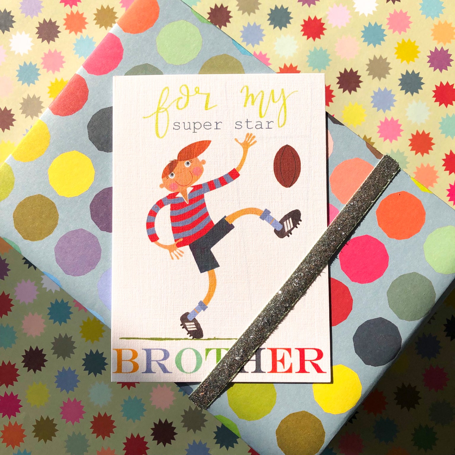 BY03 rugby brother greetings card