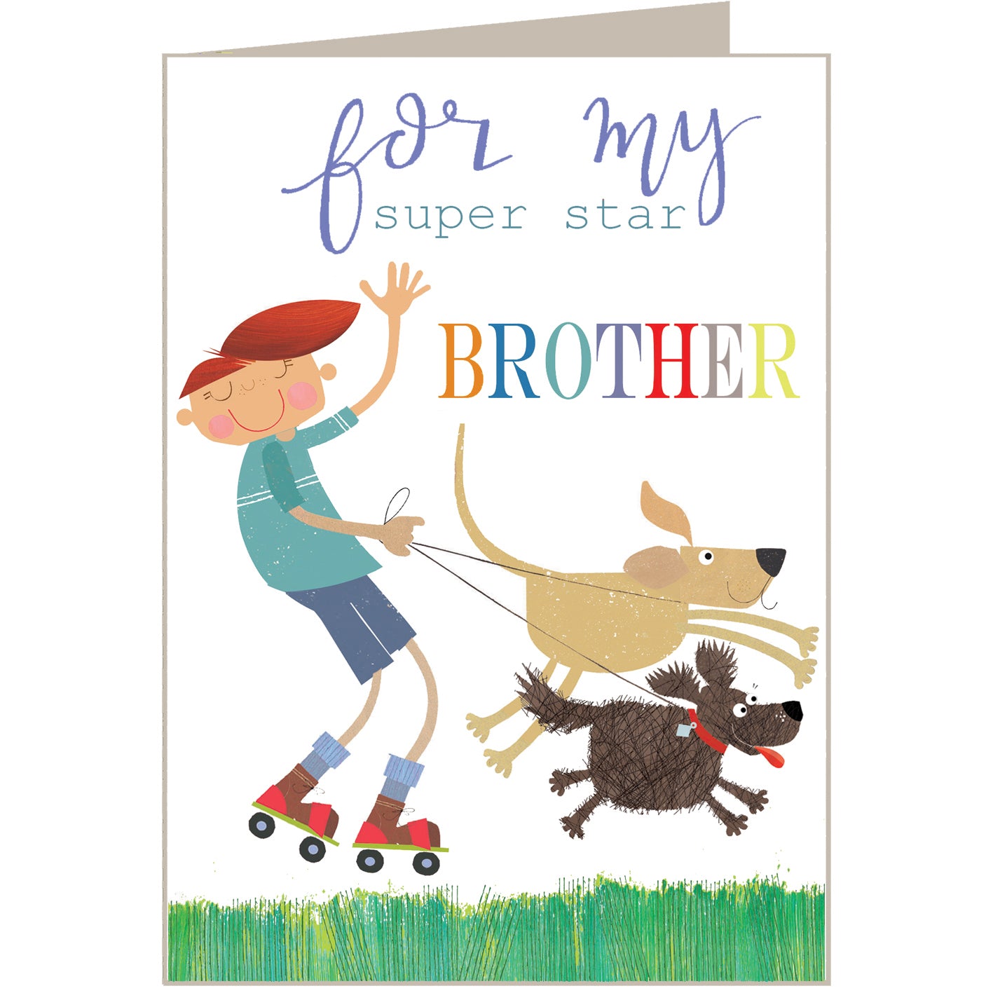 BY04 dog walking brother card