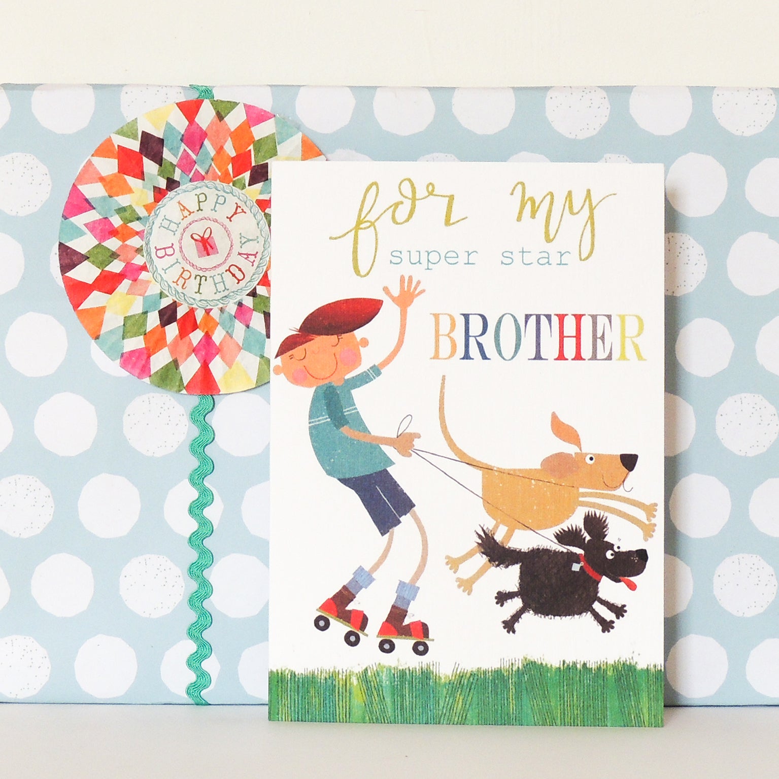 BY04 dog walking brother card